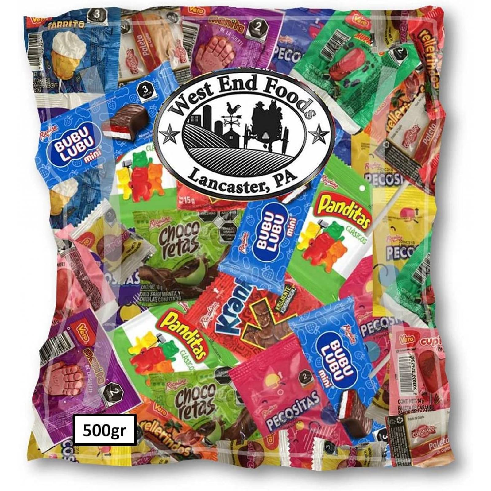 Surtido De Dulces (500 gr) Mini Bubulubu, Mini Panditas, Mini Kranky, Mini Chocoretas, Paleta De Cajeta Cor