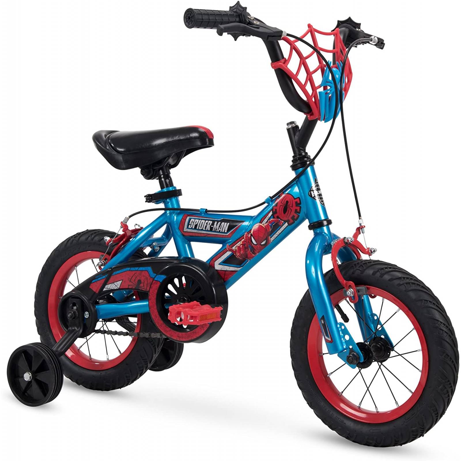 Bicicleta Huffy de 16 y 12 Pulgadas con Ruedas de Entrenamiento, Color Azul y Rojo
