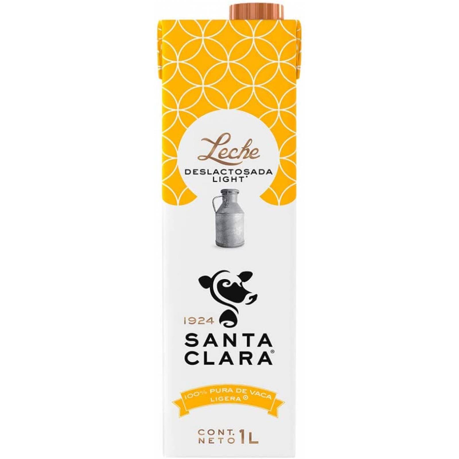 Leche Deslactosada Light , Leche Santa Clara 1 litro, Pack de 12