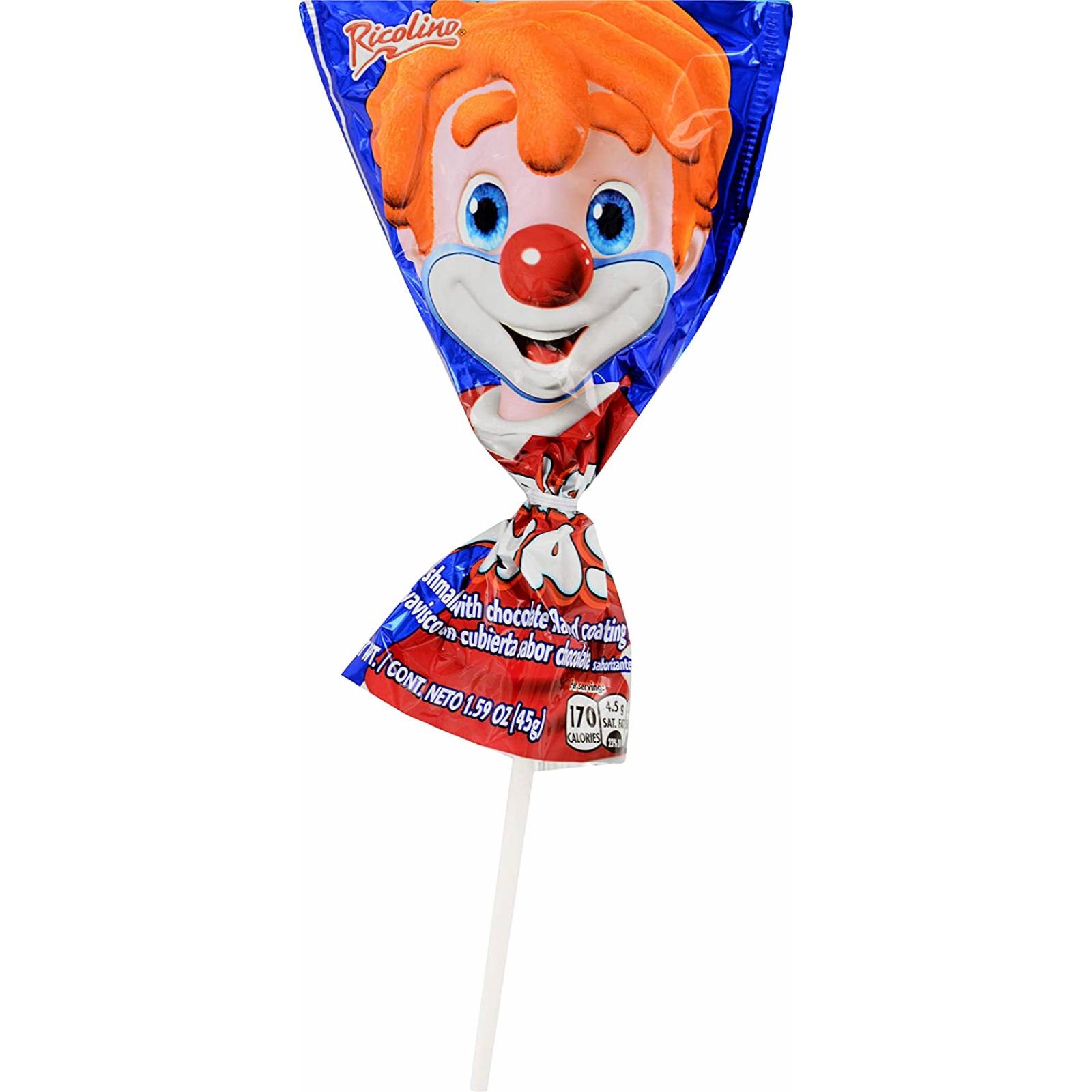 Paleta Payaso de Marshmallow con chocolate y gomas, 10 unidades