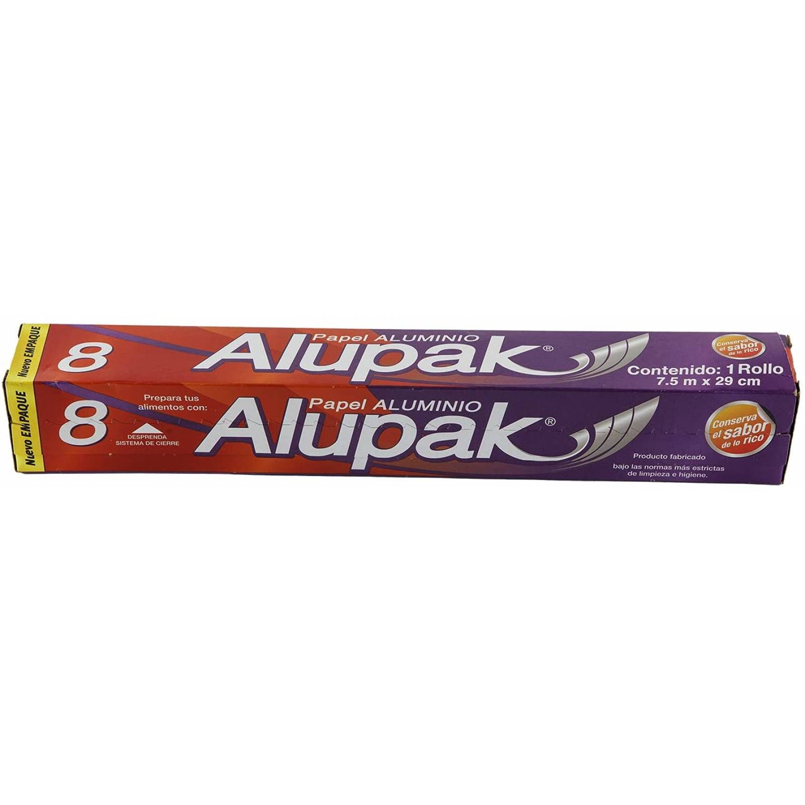 Alupak Papel Aluminio Alupak 7.5 M X 29 Cm, color, 1 gram, pack of/paquete de