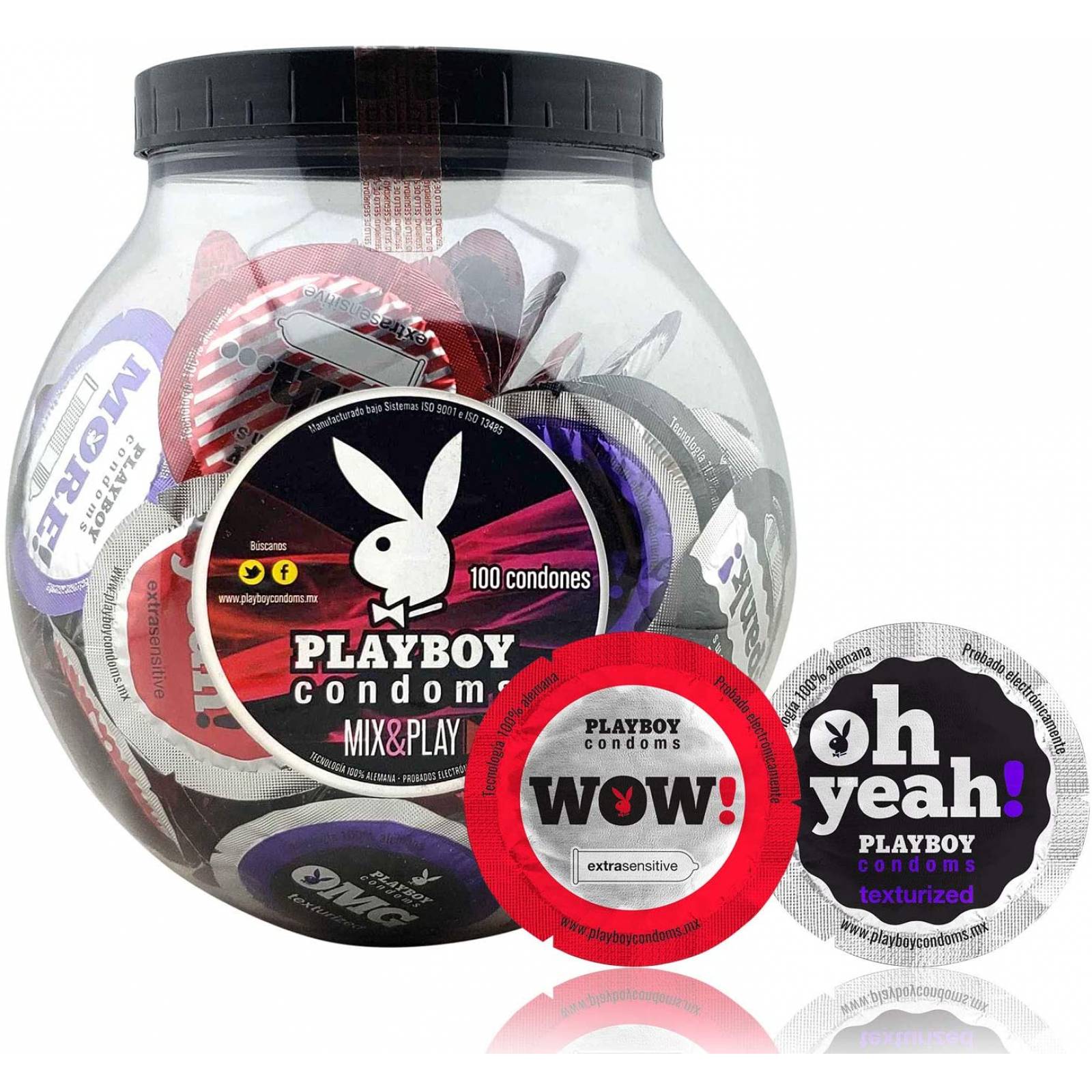 VITROLERO CONDONES PLAYBOY 100 PZAS (50 EXSENS Y 50 TEXT)