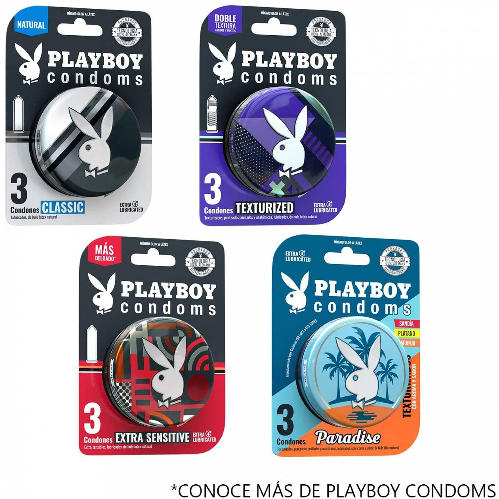 VITROLERO CONDONES PLAYBOY 100 PZAS (50 EXSENS Y 50 TEXT)