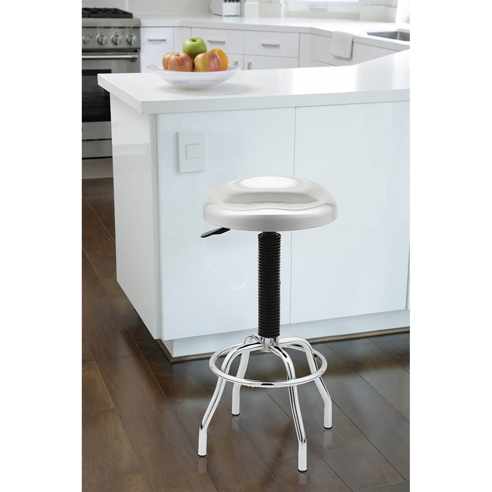 Seville Classics Contoured Silver Metallic Stainless Steel Work Stool