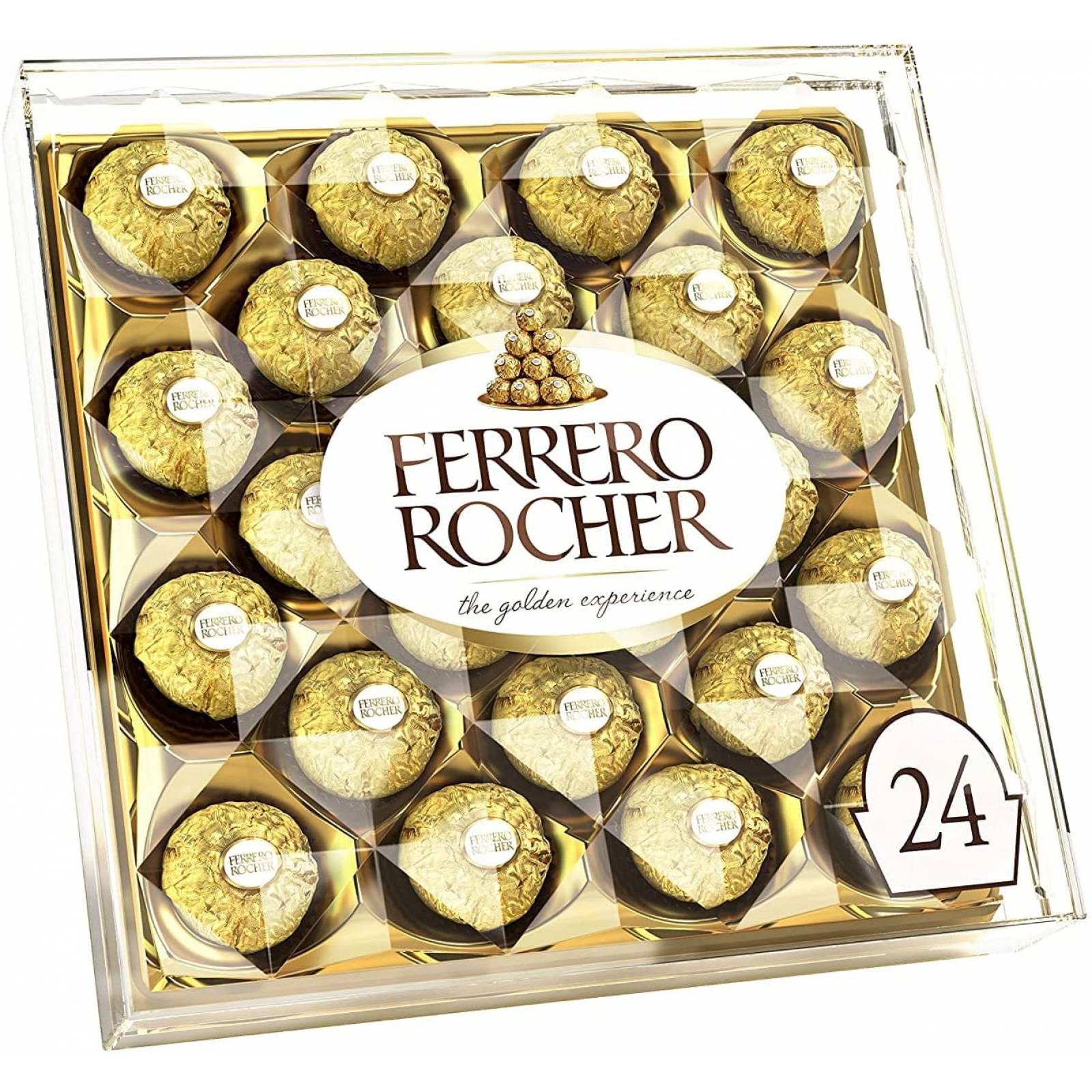 Ferrero Rocher chocolate con leche de avellana fina, 24 unidades, caja de regalo de chocolate y dulces