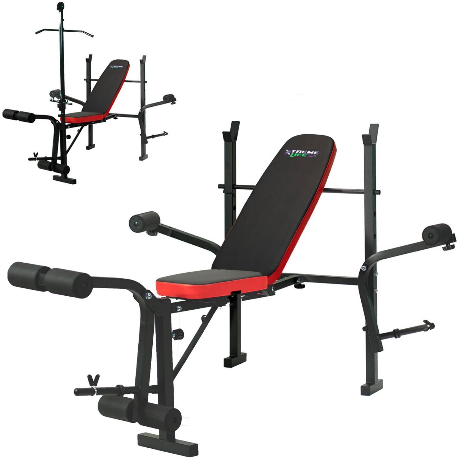 Banco Polea Alta Remo Pecho 5 En 1 Kit De Pesas Mancuernas 