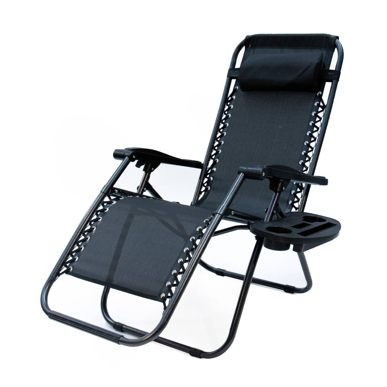 Camastro Para Exterior Plegable Portatil Con Porta Bebidas Negro UNITALLA