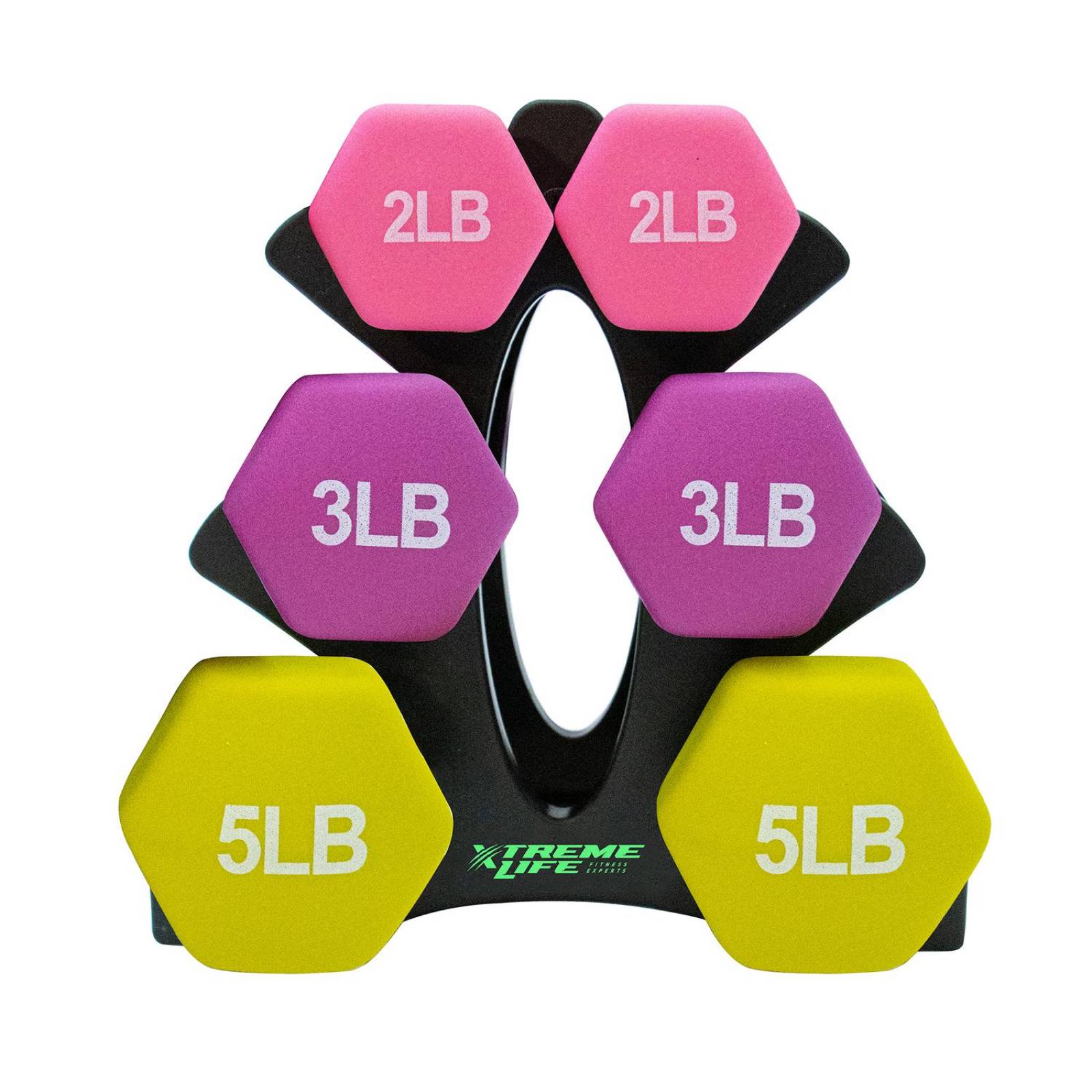 Set Mancuernas Ejercicio Neopreno Par 2 Lb 3 Lb 5 Lb Rack