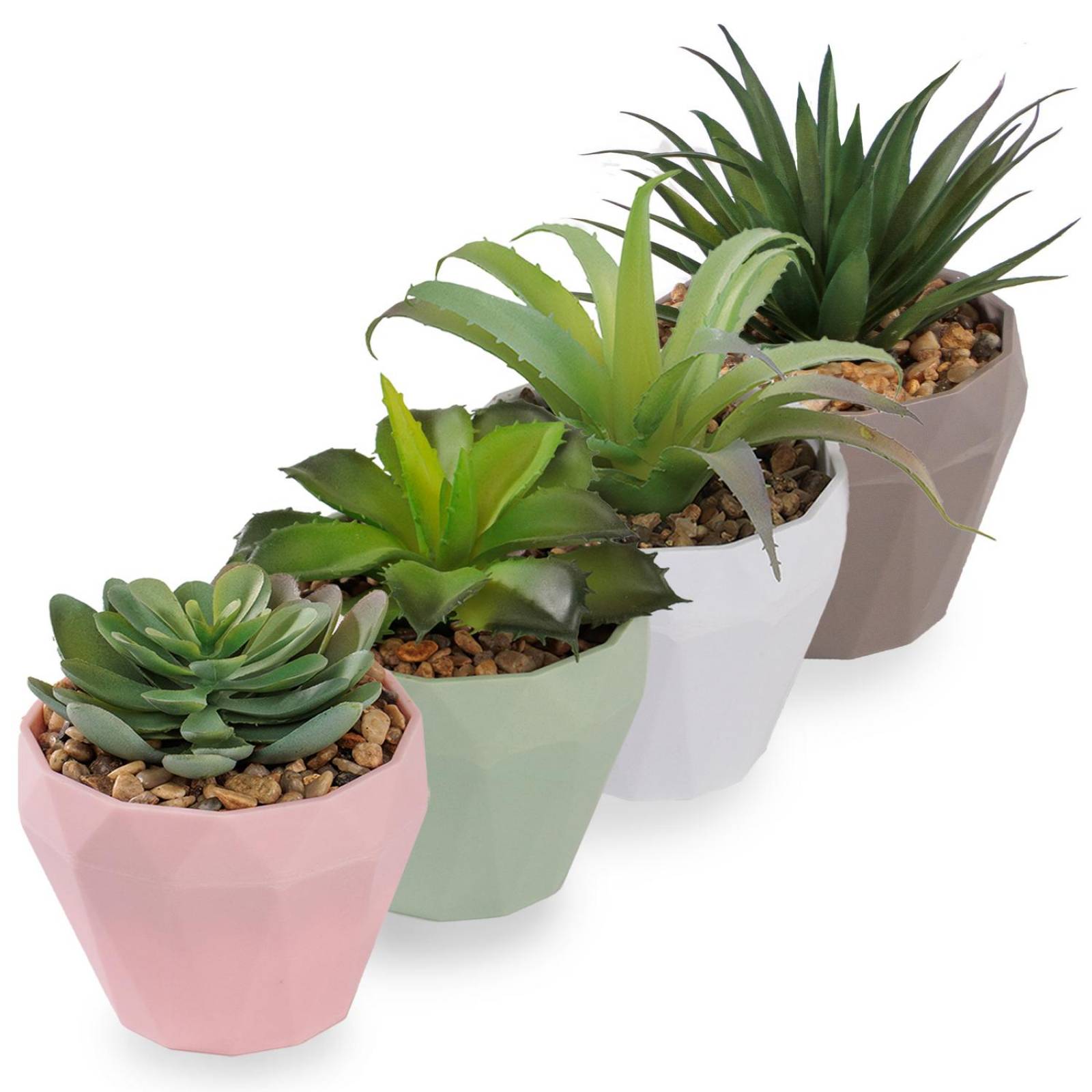 Macetas Decorativas Interior Planta Artificial Set 4Pz Hogar 