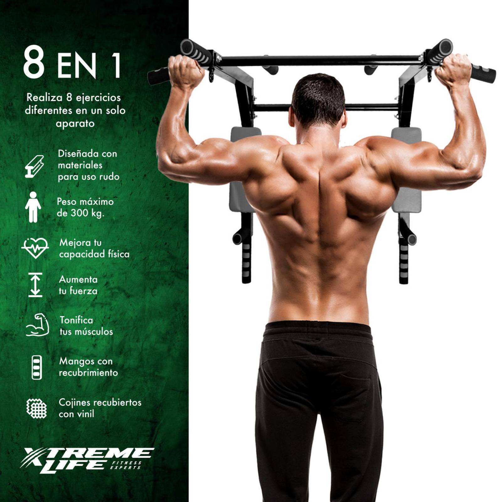 Barra Para Dominadas Gym Barra Para Ejercicios Reforzada Plateado