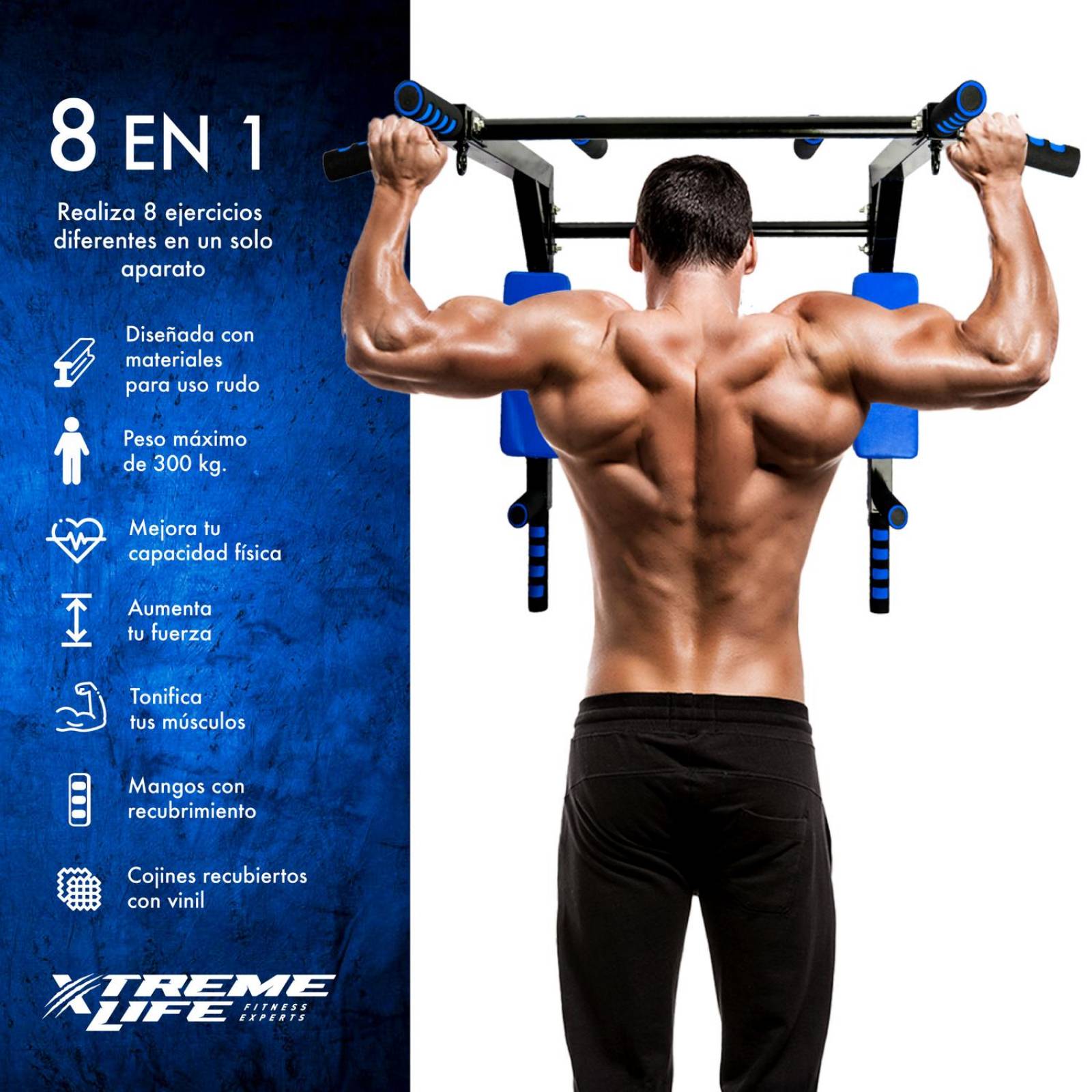 Barra Para Dominadas Gym Barra Para Ejercicios Reforzada Azul