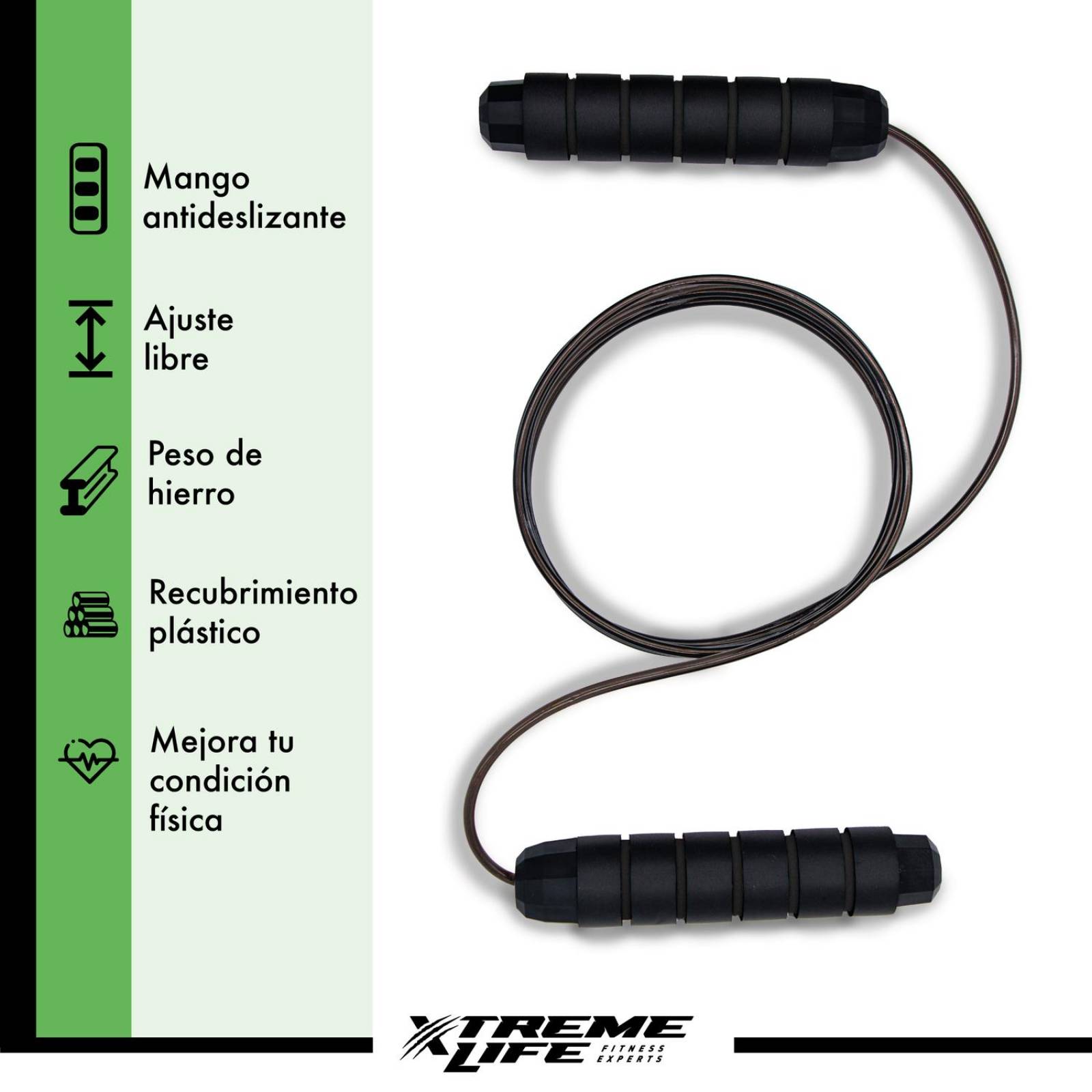Cuerda Para Saltar Cuerda Crossfit Rapida Peso Incorporado Negro Unitalla