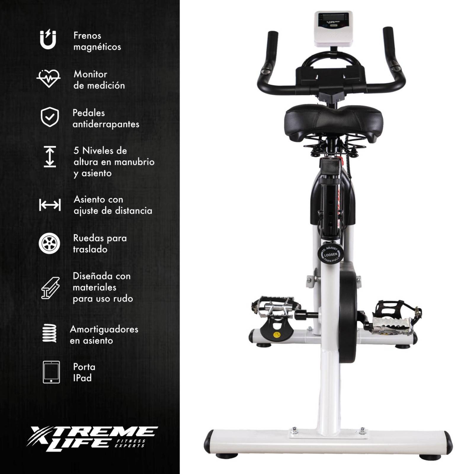 Bicicleta Spinning 15 kg Freno Magnetico Bicicleta Fija Gym Blanco