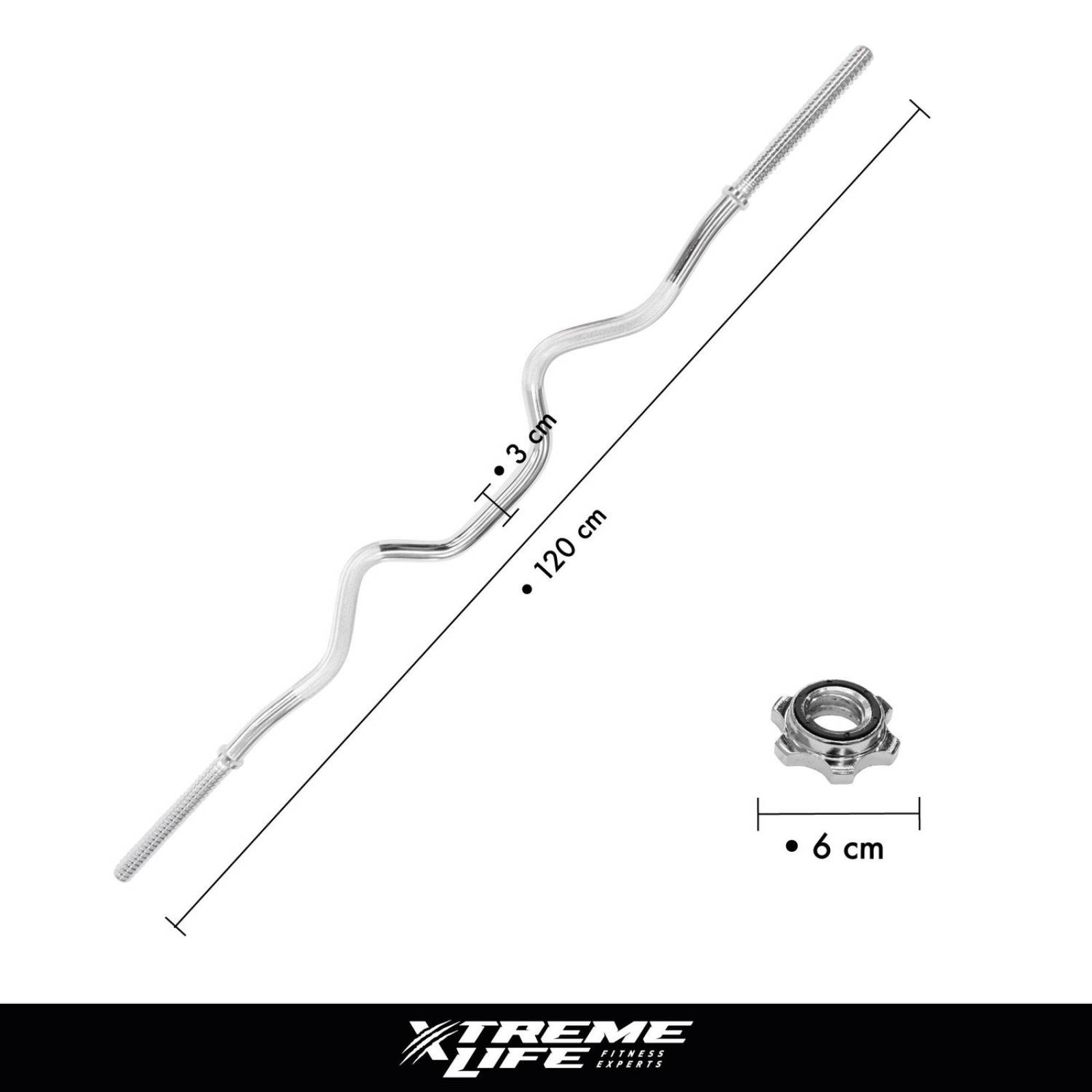 Barra Z Cromada Estandar Pesas 1.20 Mts Rosca Semi Olimpica