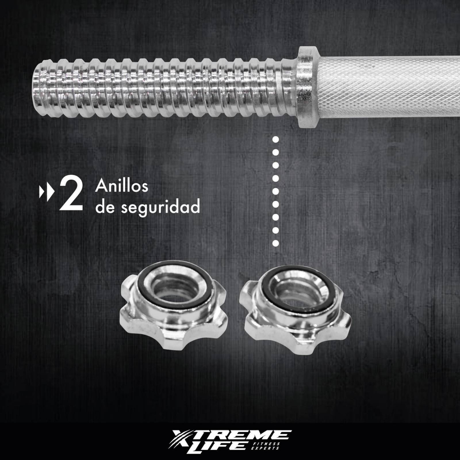 Barra Z Cromada Estandar Pesas 1.20 Mts Rosca Semi Olimpica