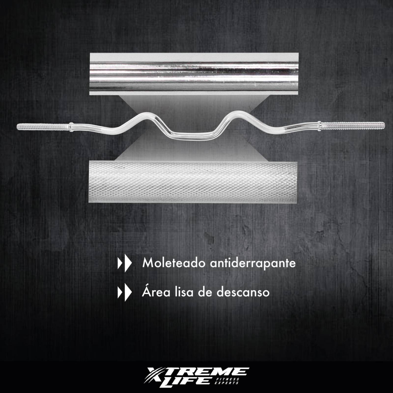 Barra Z Cromada Estandar Pesas 1.20 Mts Rosca Semi Olimpica