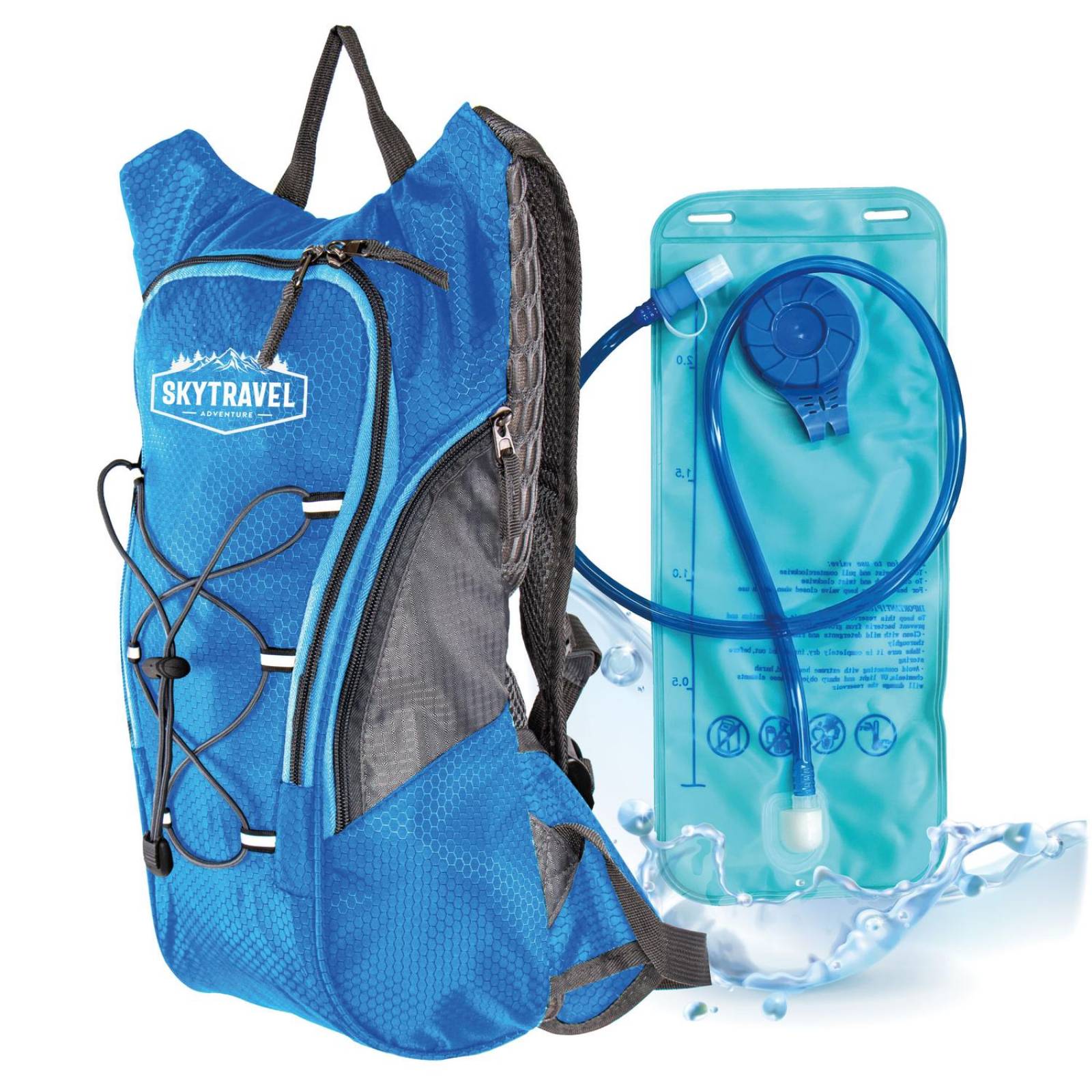 Mochila Deportiva 2Lts Vejiga Hidratacion Senderismo Correr Azul
