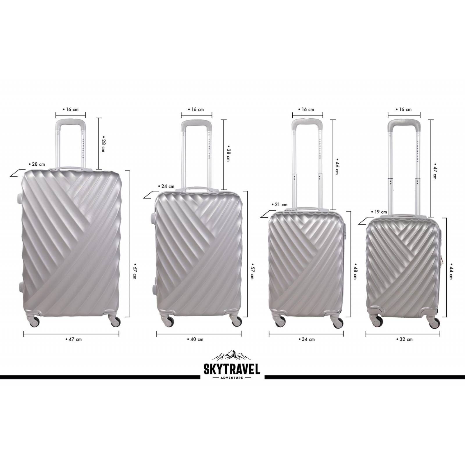 Set De 4 Maletas Rigidas Resistente Juego De Viaje 4 ruedas Plateado