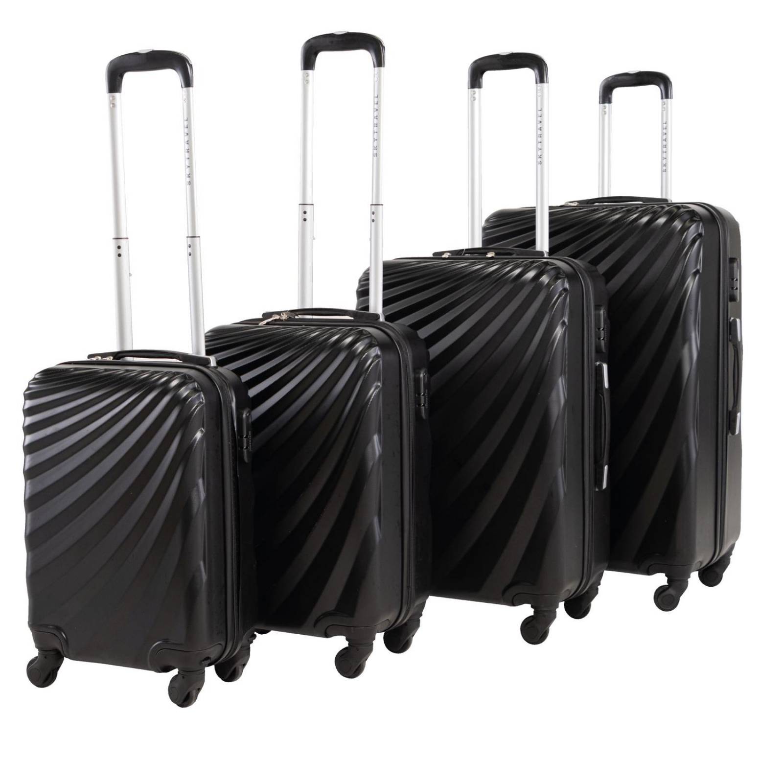 Set De 4 Maletas Para Viaje con Ruedas Rigidas Alta Calidad Negro UNITALLA