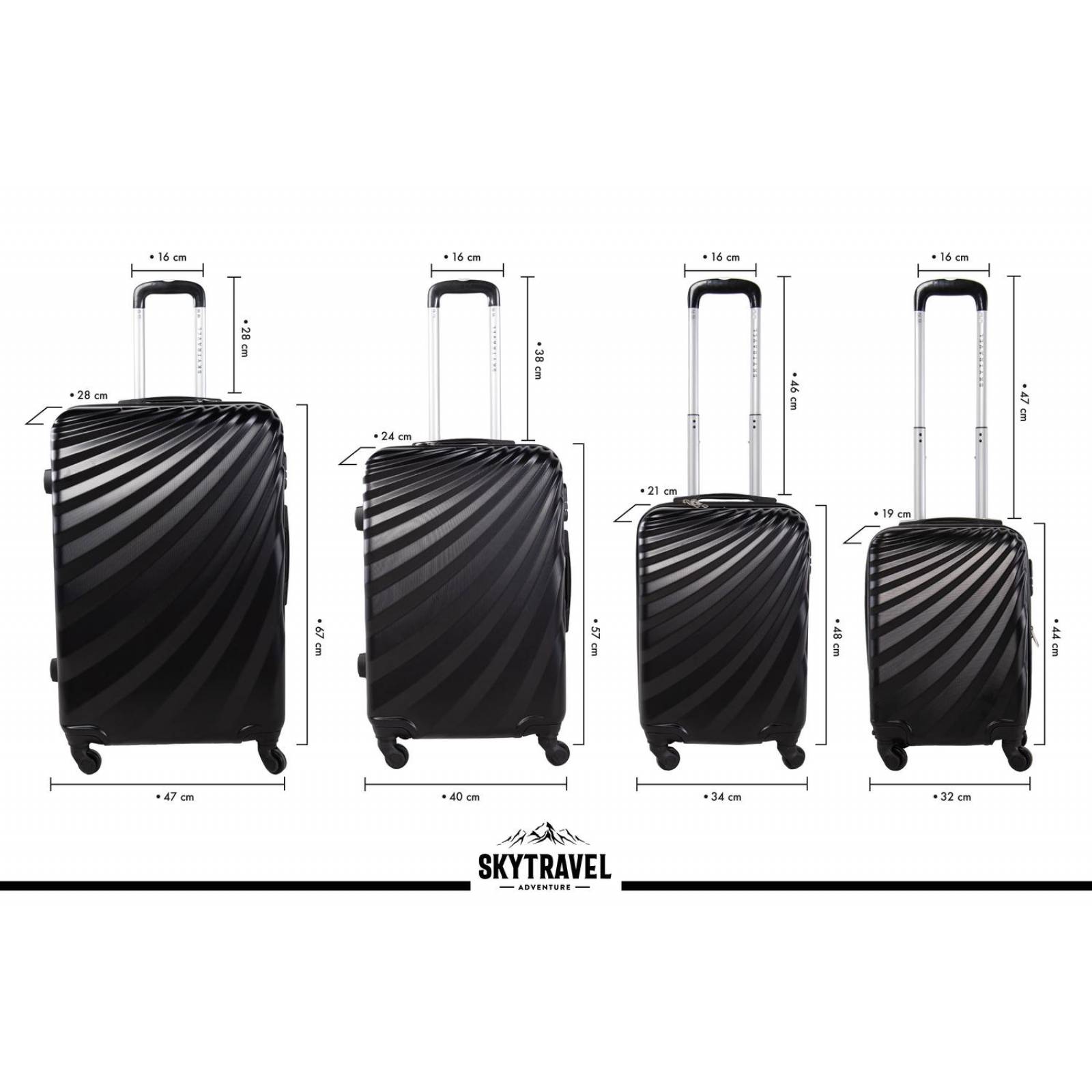 Juego 3 Maletas Rigidas Rack & Pack Set Viaje Negro