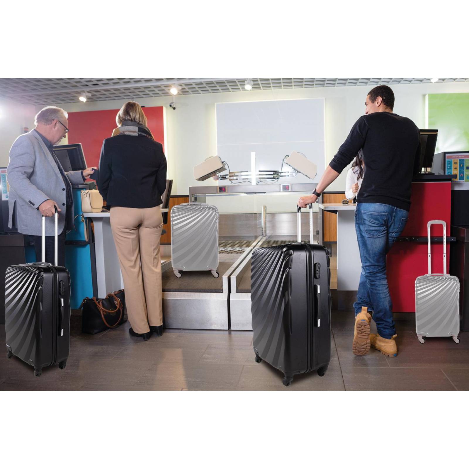 Set De 4 Maletas Para Viaje con Ruedas Rigidas Alta Calidad Negro UNITALLA