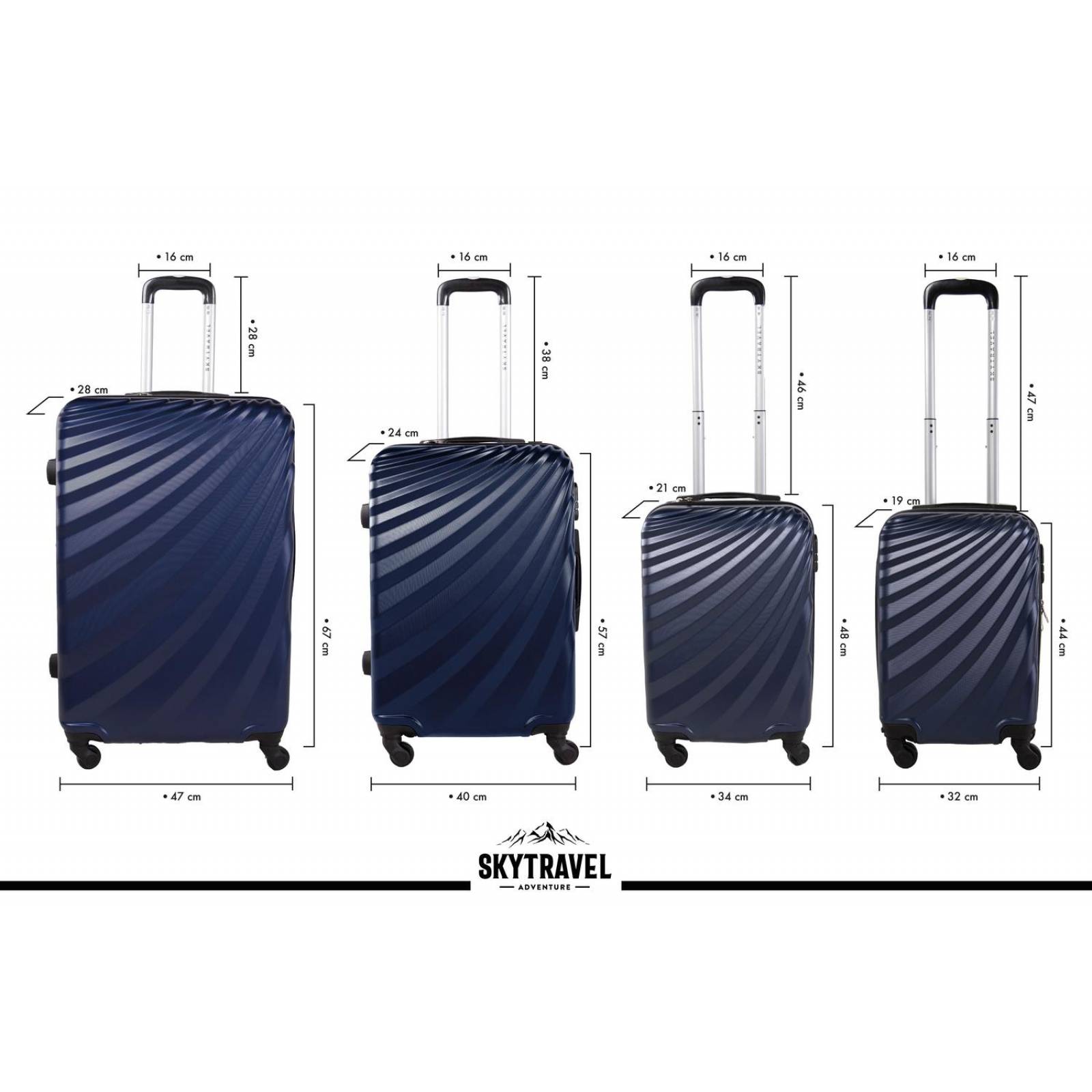 Set De 4 Maletas Para Viaje con Ruedas Rigidas Alta Calidad Azul UNITALLA
