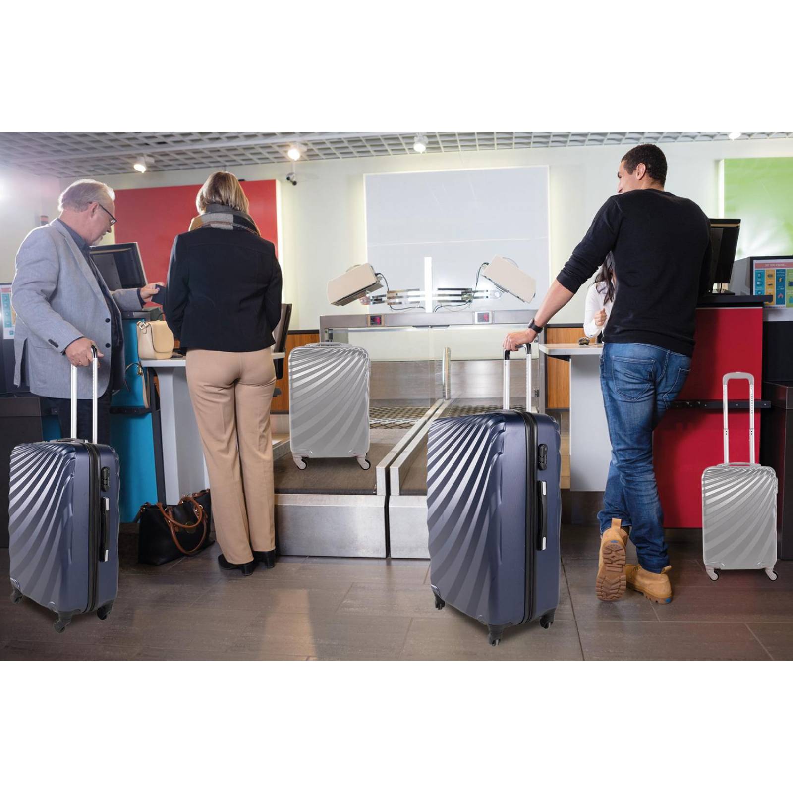 Set De 4 Maletas Para Viaje con Ruedas Rigidas Alta Calidad Azul UNITALLA