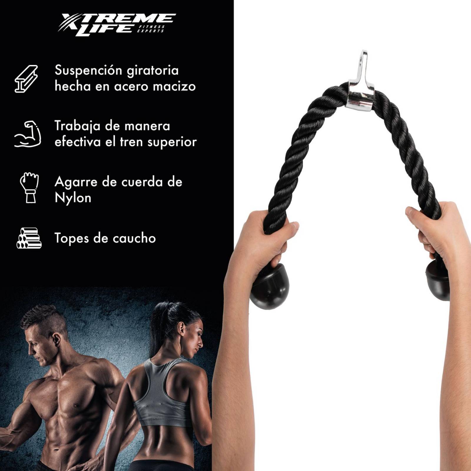 Accesorio Gimnasio Maneral Agarre Cuerda para Tricep /Biceps 