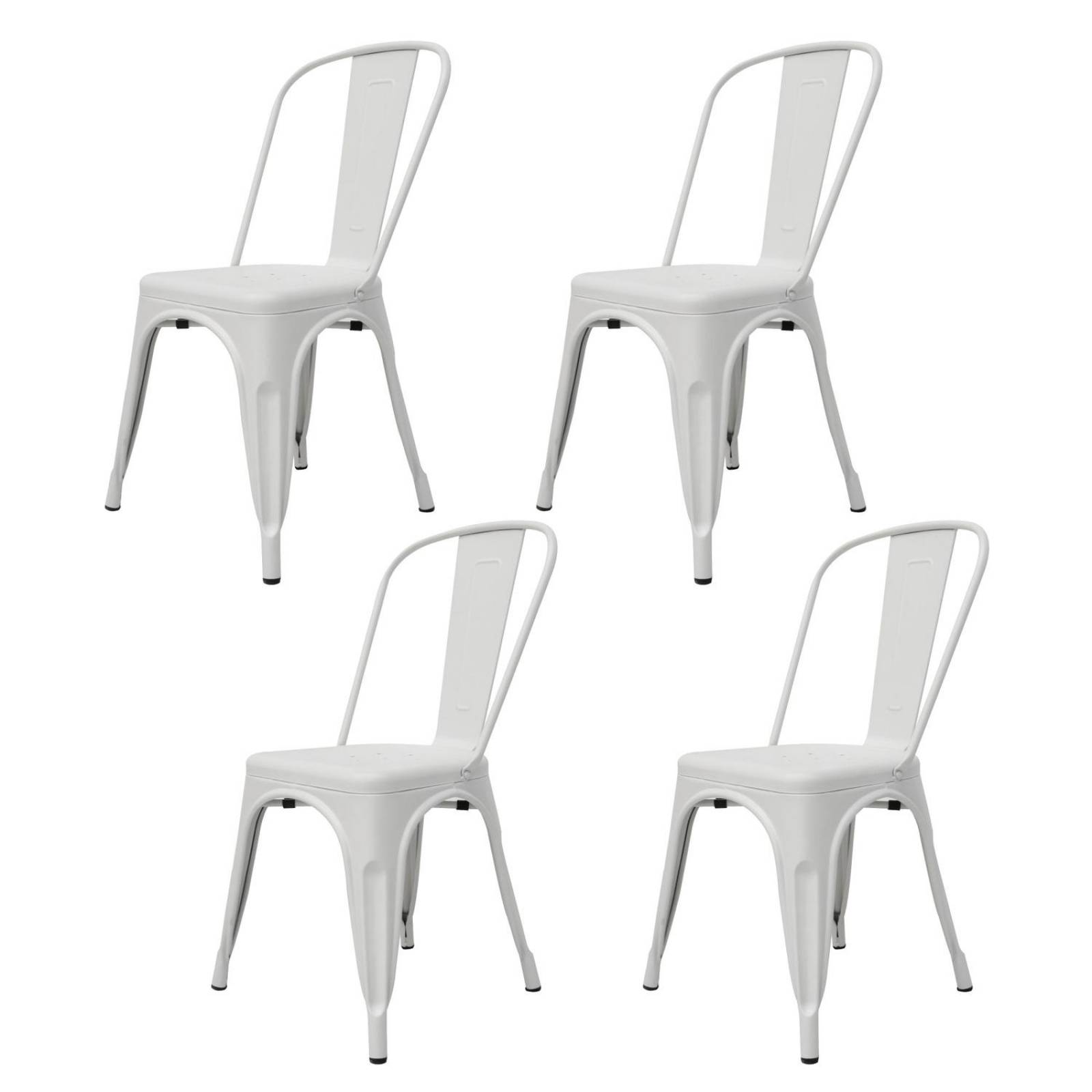Set de 4 Silla Tolix Metalicas Exterior Restaurante Comedor Blanco XG