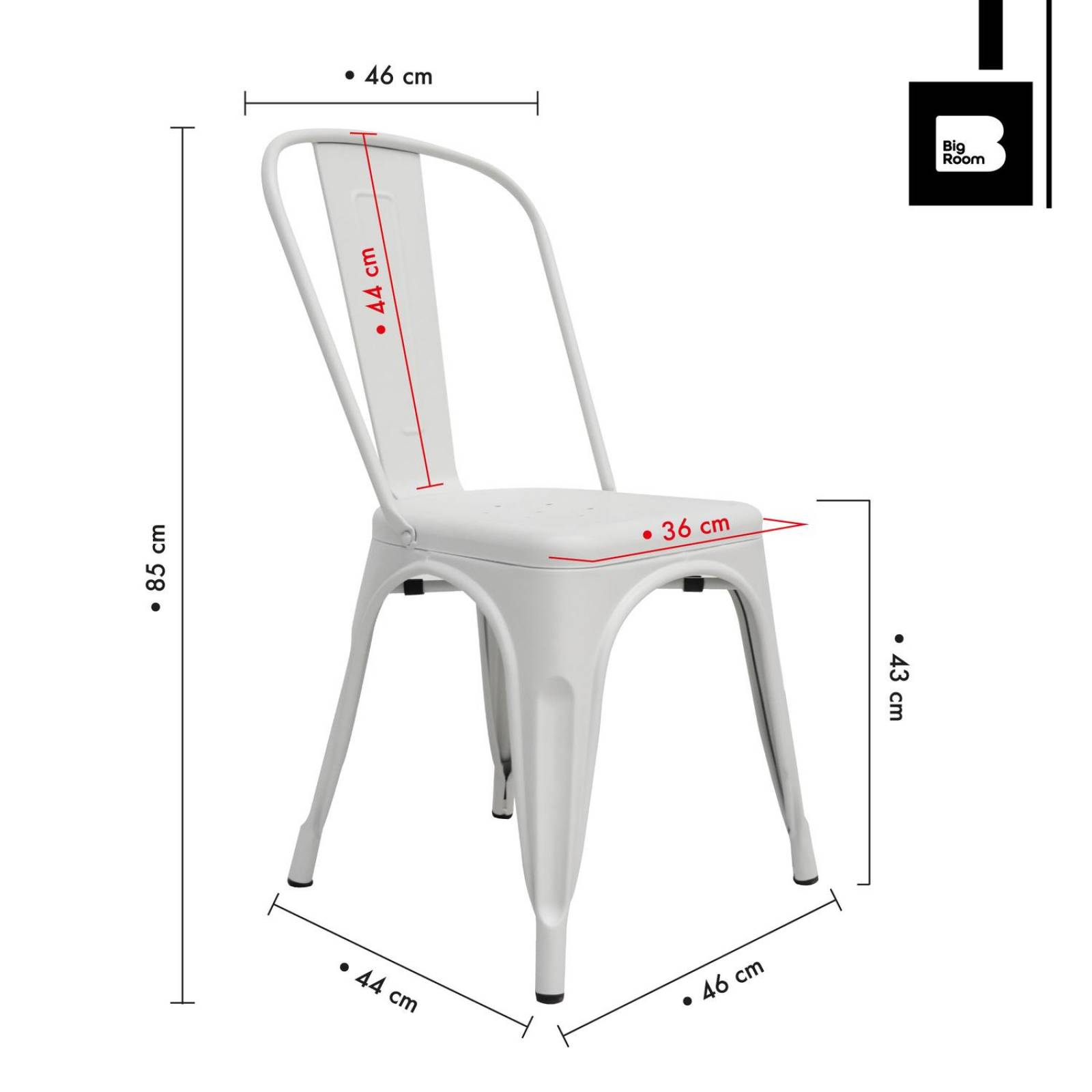 Set de 4 Silla Tolix Metalicas Exterior Restaurante Comedor Blanco XG