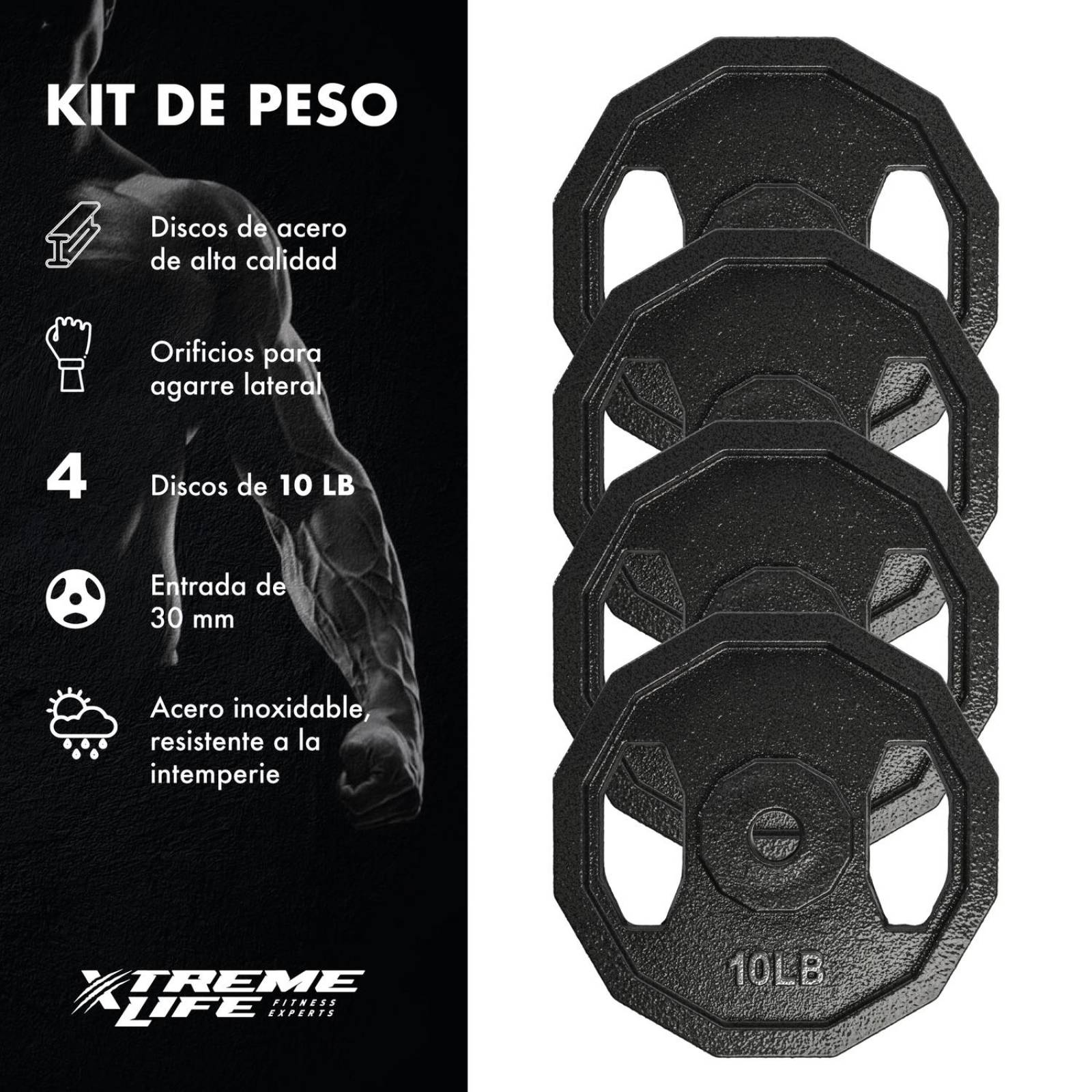 Set de Discos de 40 Libras 4 Piezas 1 Pulgada Gimnasio 