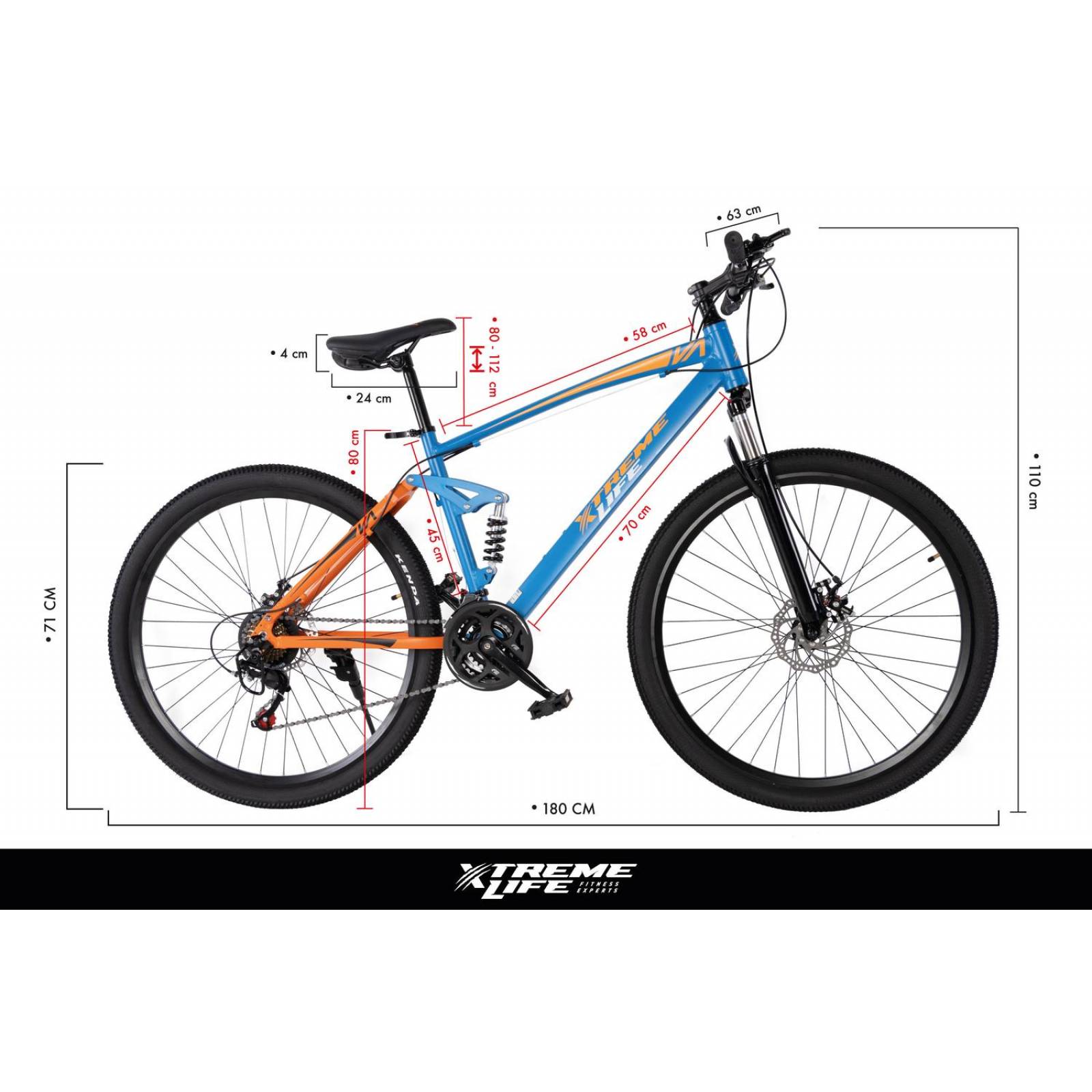 Bicicleta Montaña Aluminio Talla L R-29 21V Doble Suspensión Naranja G
