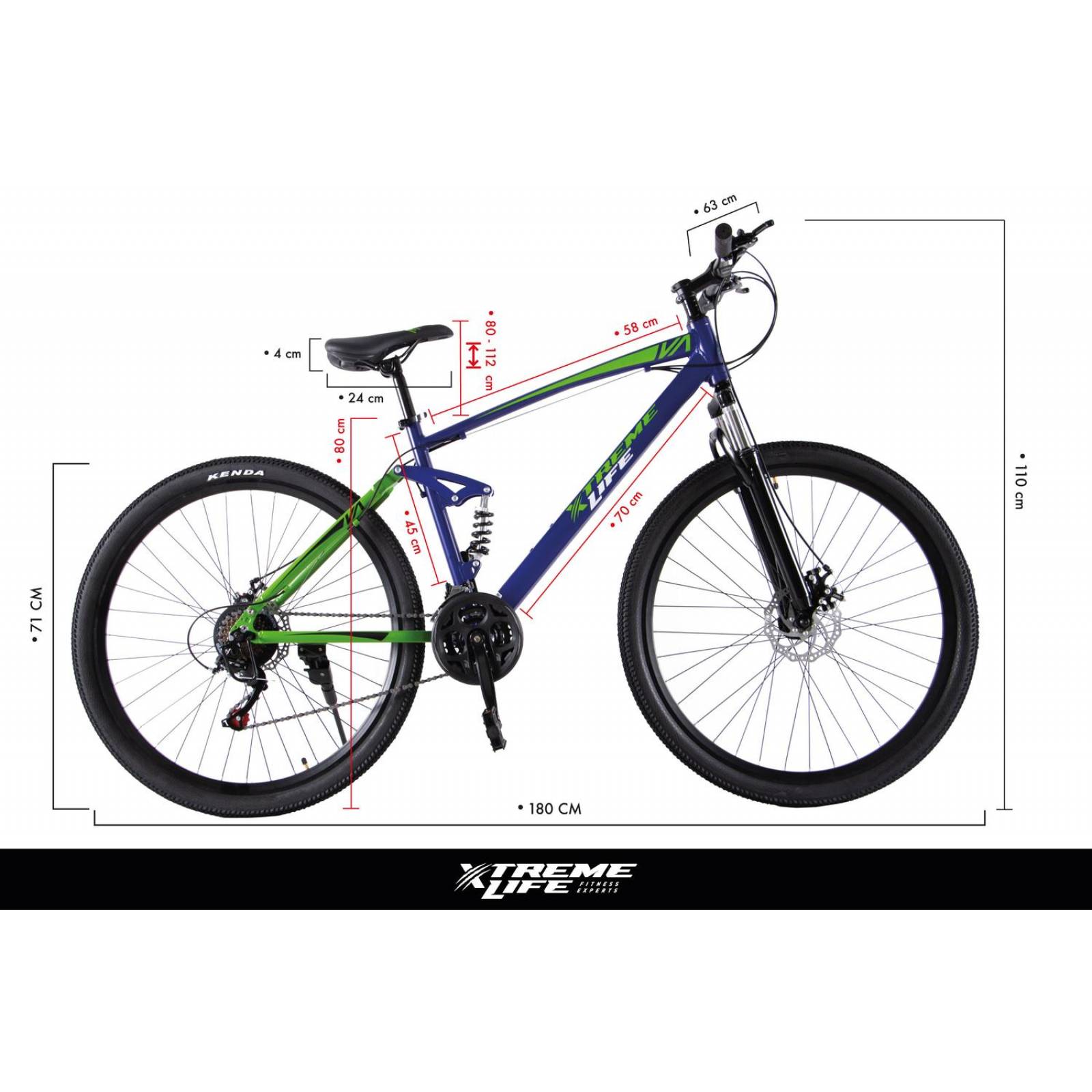 Bicicleta Montaña Aluminio Talla L R-29 21V Doble Suspensión Verde G