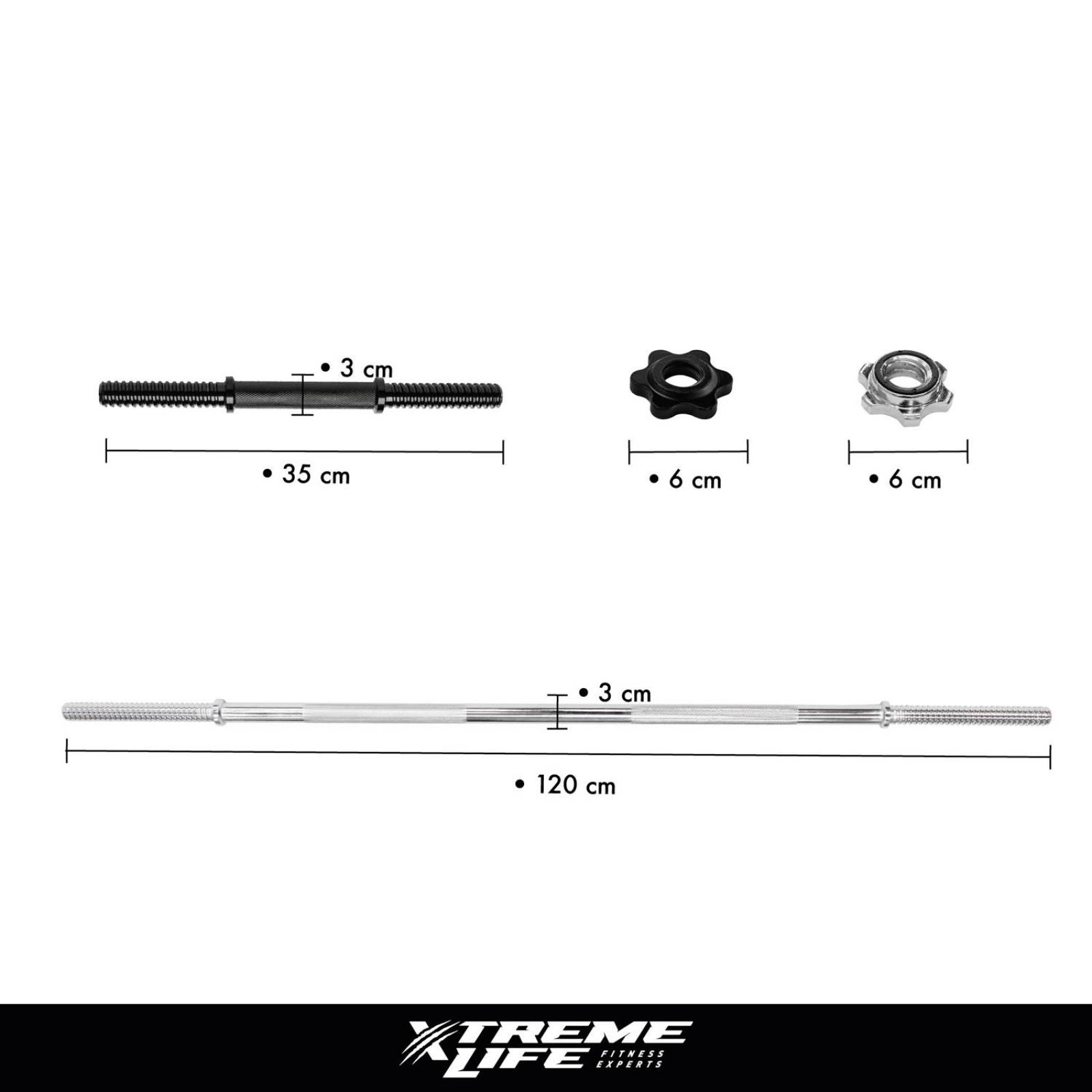 Set de Mancuernas y Barra plana 1 pulgada Pesas Macizas 