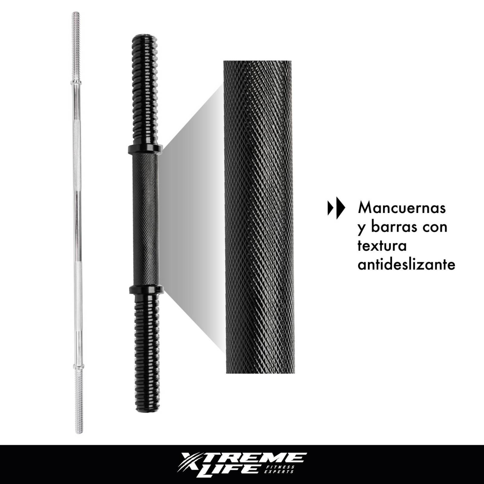 Set de Mancuernas y Barra plana 1 pulgada Pesas Macizas 