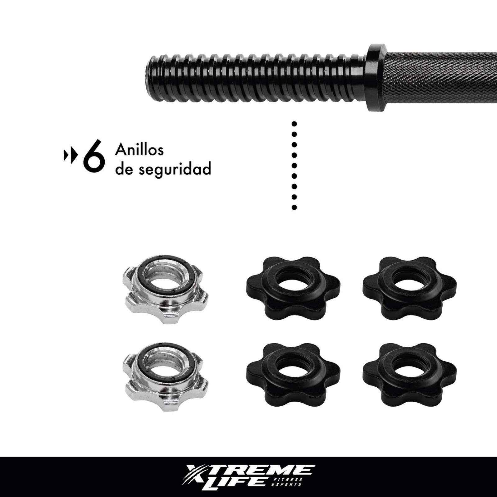 Set de Mancuernas y Barra plana 1 pulgada Pesas Macizas 