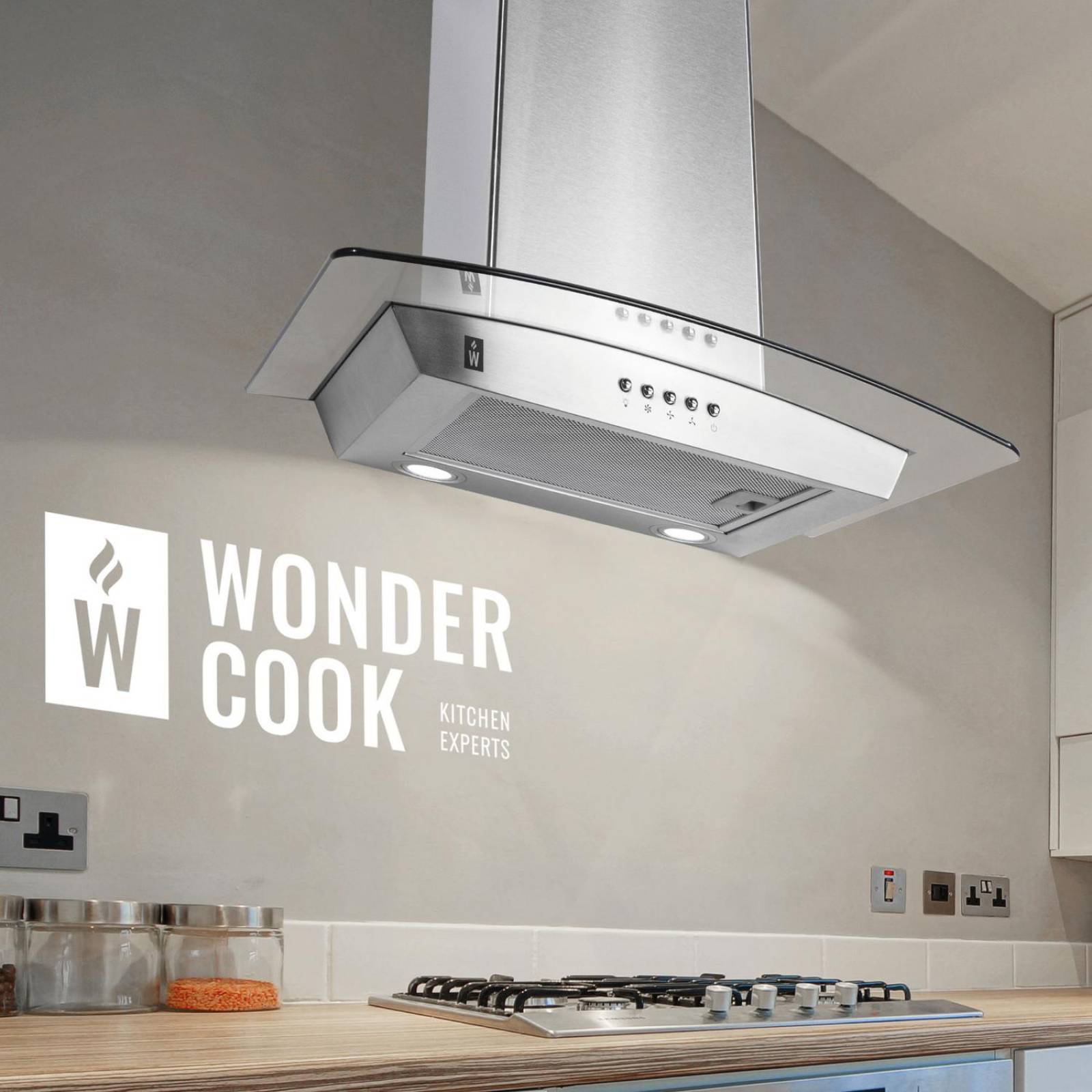 Campana Extractora Cocina Vidrio Templado Acero Inox 