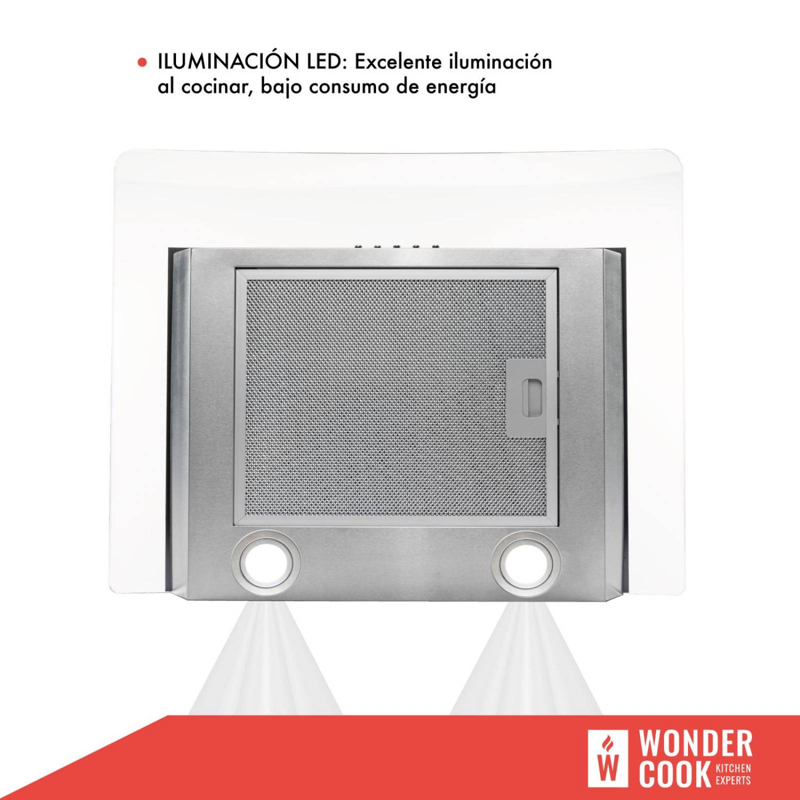 Campana Extractora Cocina Vidrio Templado Acero Inox 
