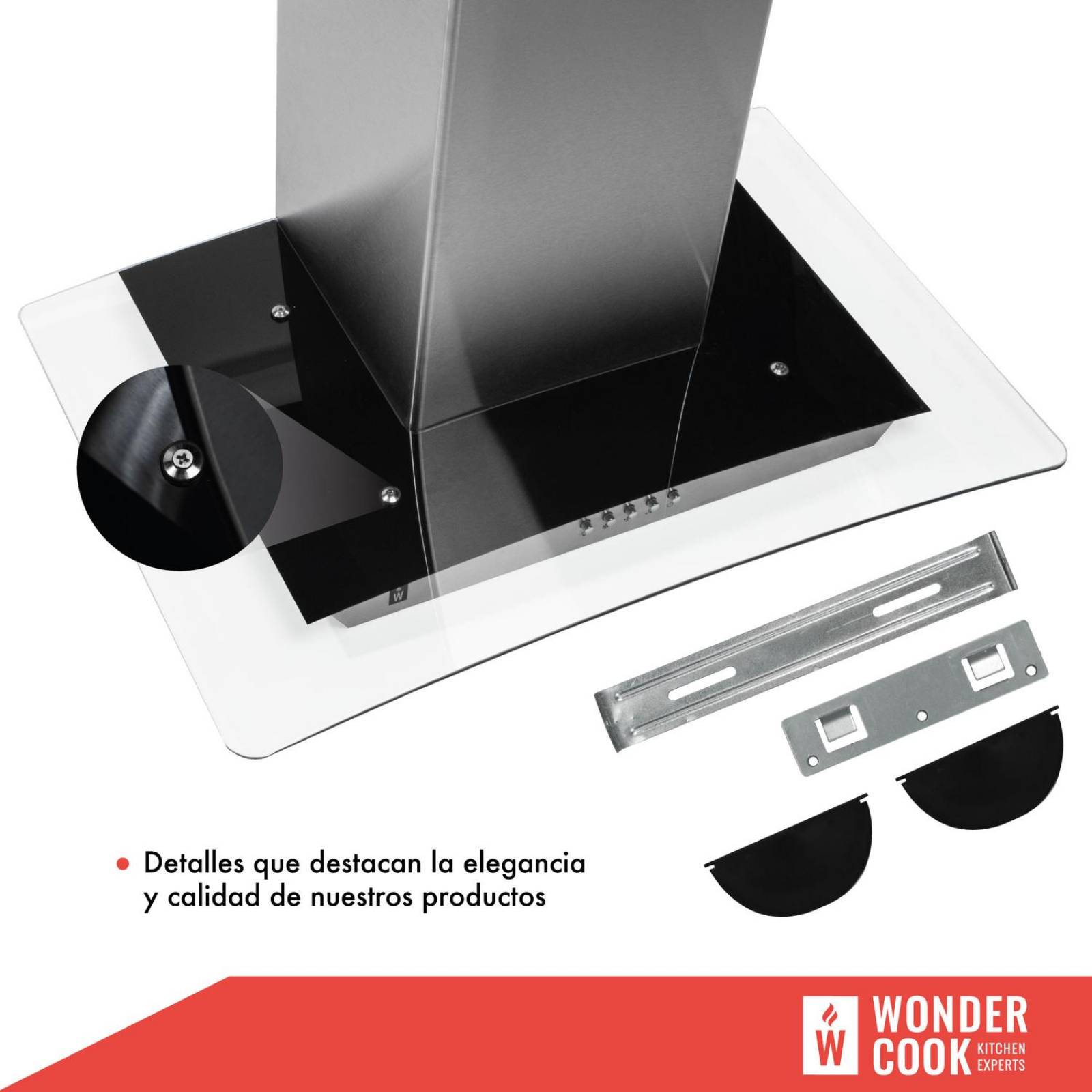 Campana Extractora Cocina Vidrio Templado Acero Inox 