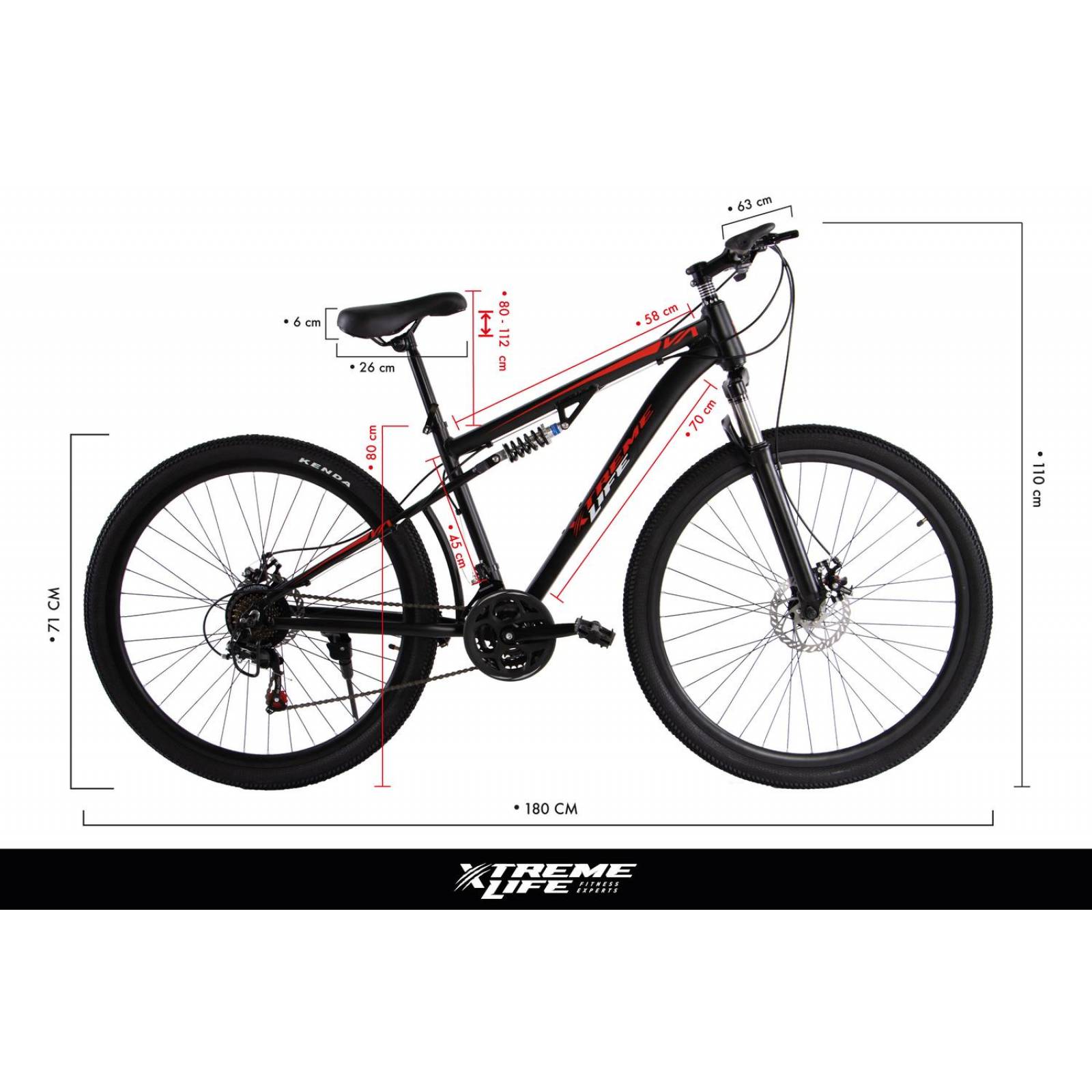 Bicicleta Montaña R29 21V Aluminio Shimano Doble Suspensión Rojo G