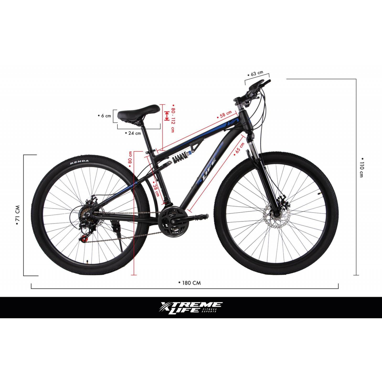 Bicicleta Montaña R29 21V Aluminio Shimano Doble Suspensión Azul G