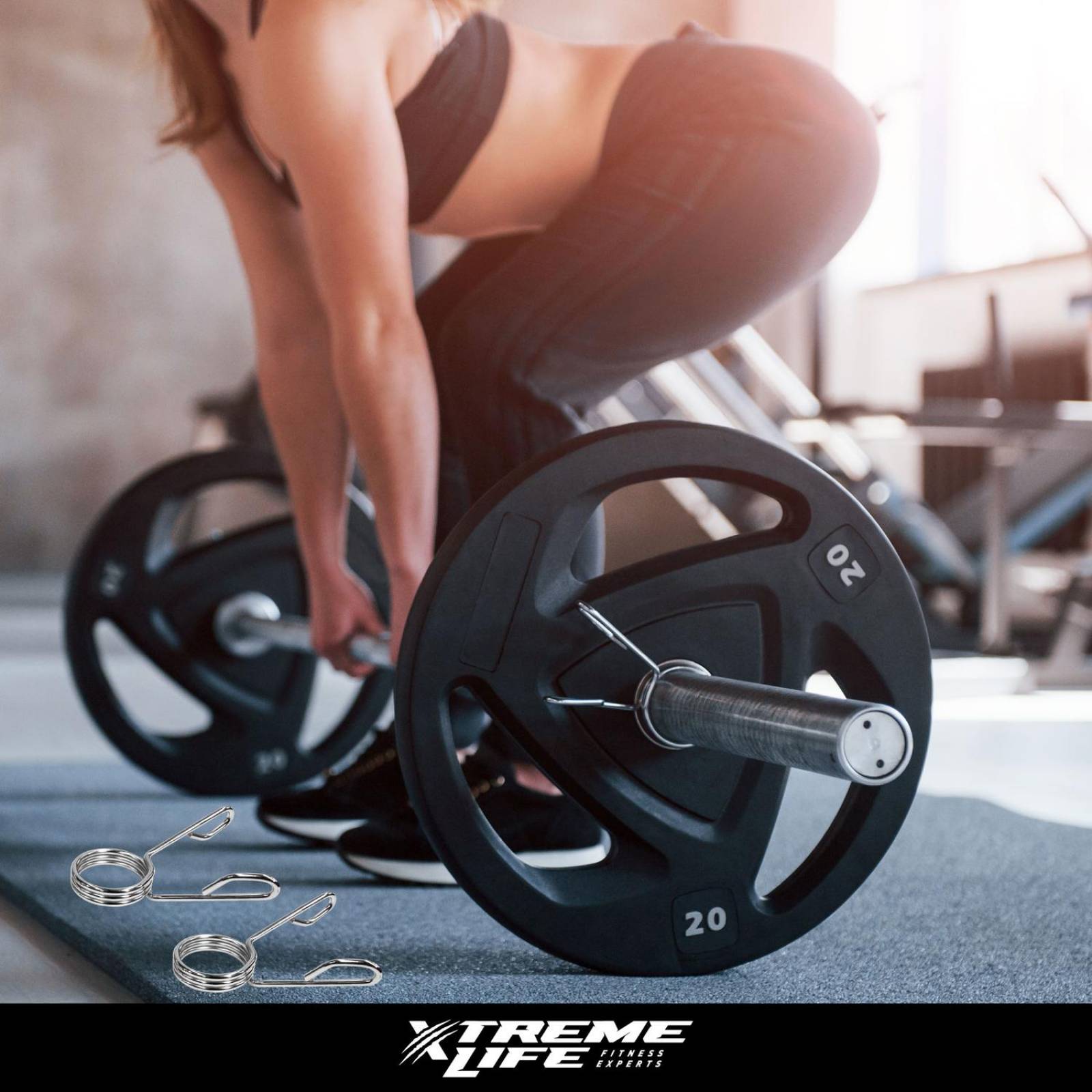 Par de Seguros Barra Olimpica 2 Pulgadas Liberacion Rapida Plateado CH