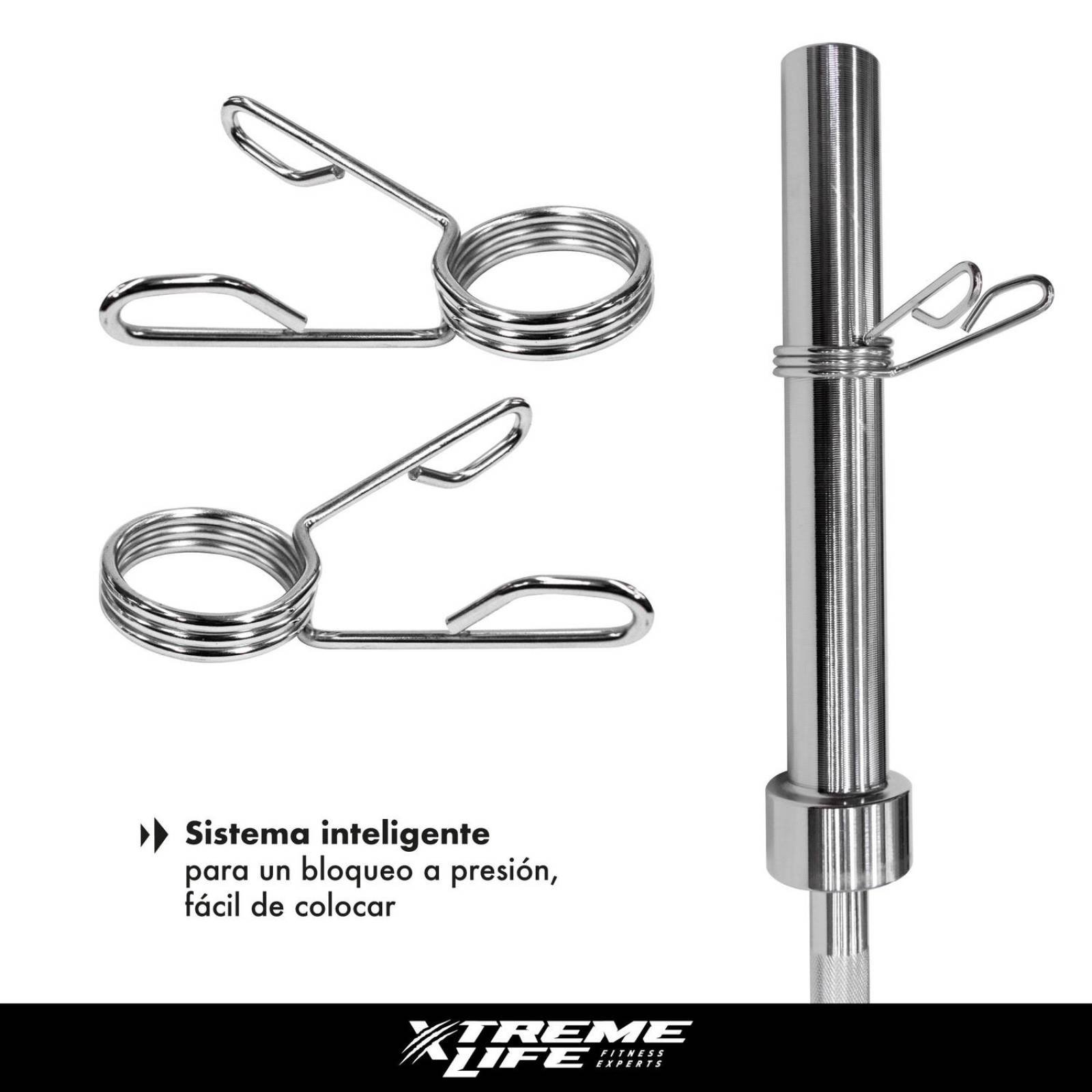 Par de Seguros Barra Olimpica 2 Pulgadas Liberacion Rapida Plateado CH