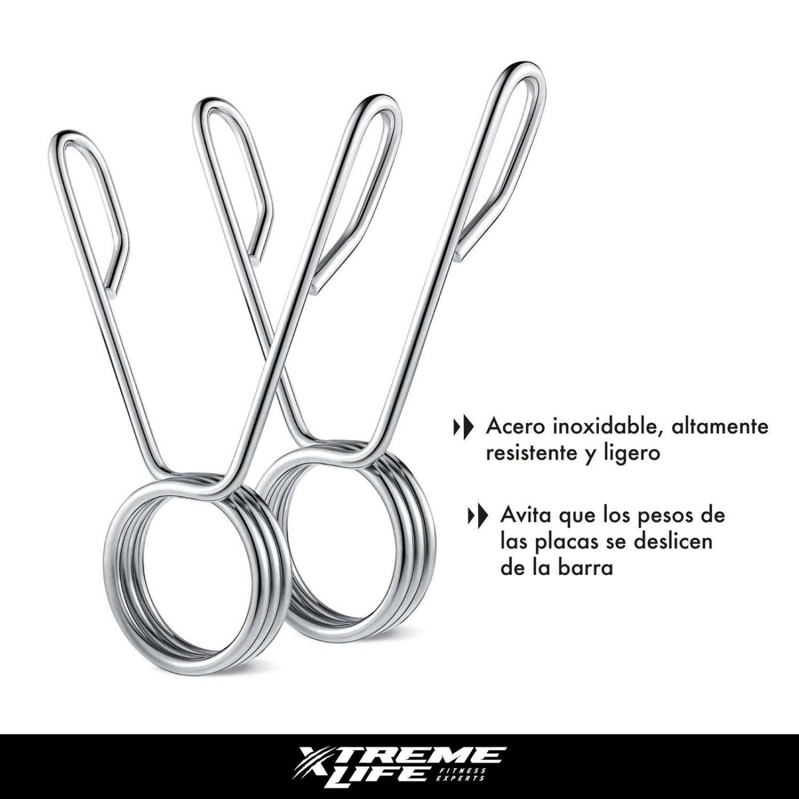 Par de Seguros Barra Olimpica 2 Pulgadas Liberacion Rapida Plateado CH
