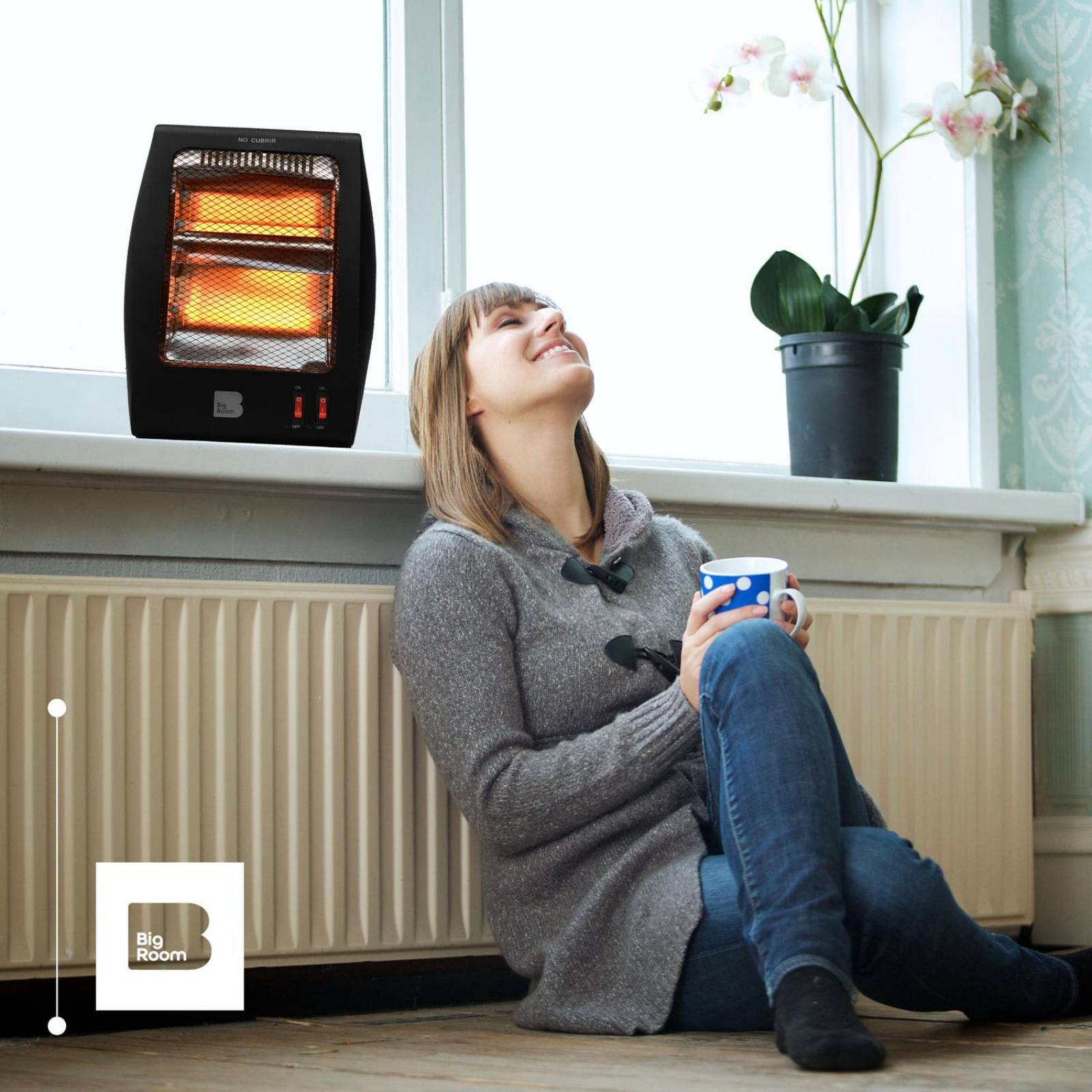 Calentador Electrico de Cuarzo Portatil 2 Niveles de Calor Chico Negro