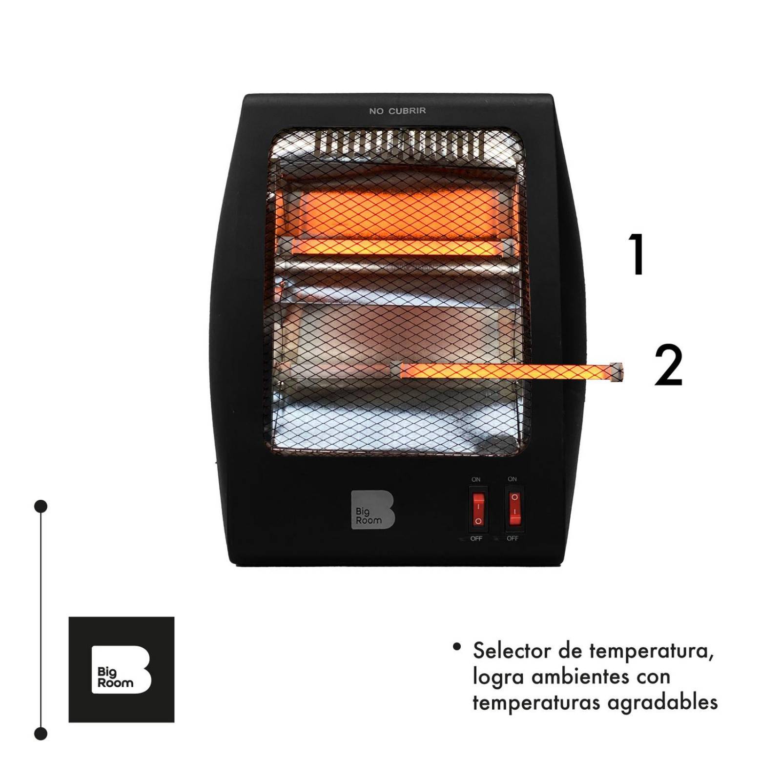 Calentador Electrico de Cuarzo Portatil 2 Niveles de Calor Chico Negro