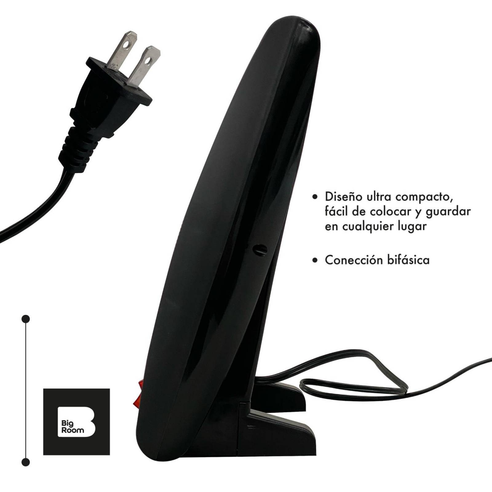 Calentador Electrico de Cuarzo Portatil 2 Niveles de Calor Chico Negro