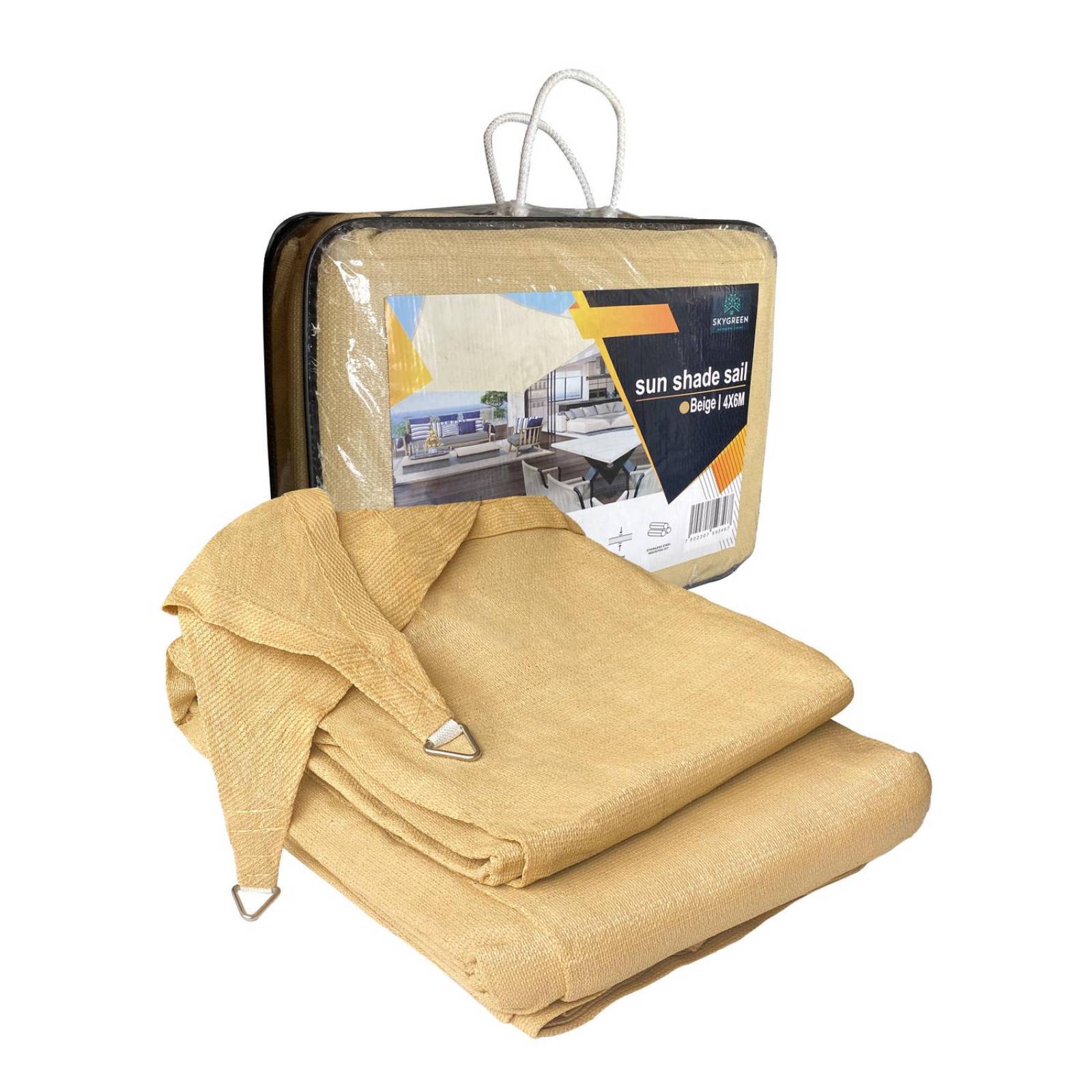 Malla Sombra 6x4 Lista Para Colocar 90% Raschel Reforzada UV Beige