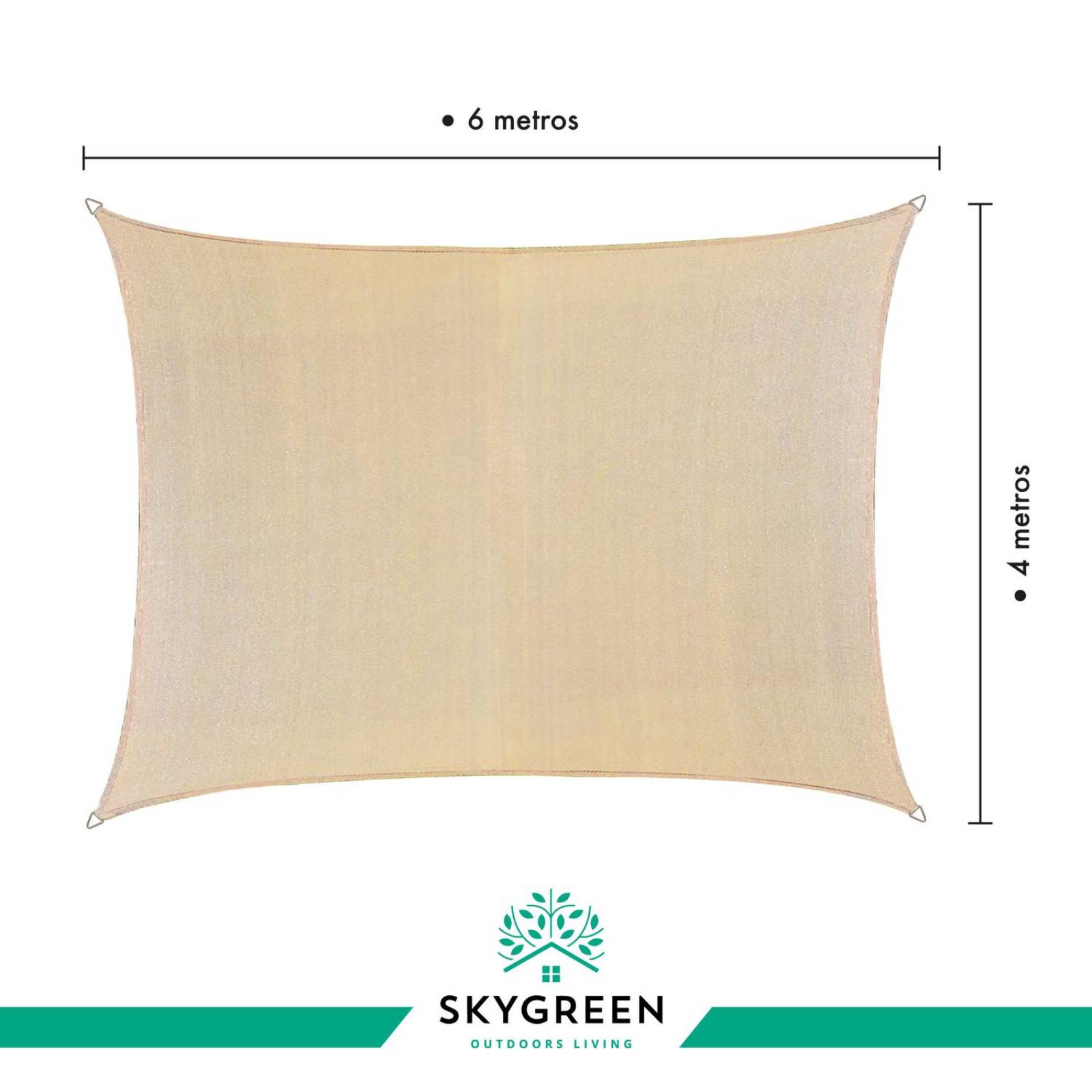 Malla Sombra 6x4 100% Impermeable Proteccion UV Poliester Beige CH