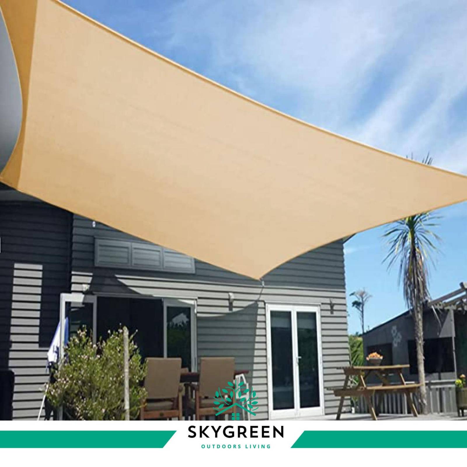 Malla Sombra 6x4 100% Impermeable Proteccion UV Poliester Beige CH